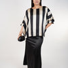 Moniva Striped Blouse – Satin Statement Top with Bold Vertical Contrast