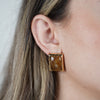 Celine Square Studs – Classic Gold & Gem Finish