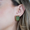 Celine Square Studs – Classic Gold & Gem Finish