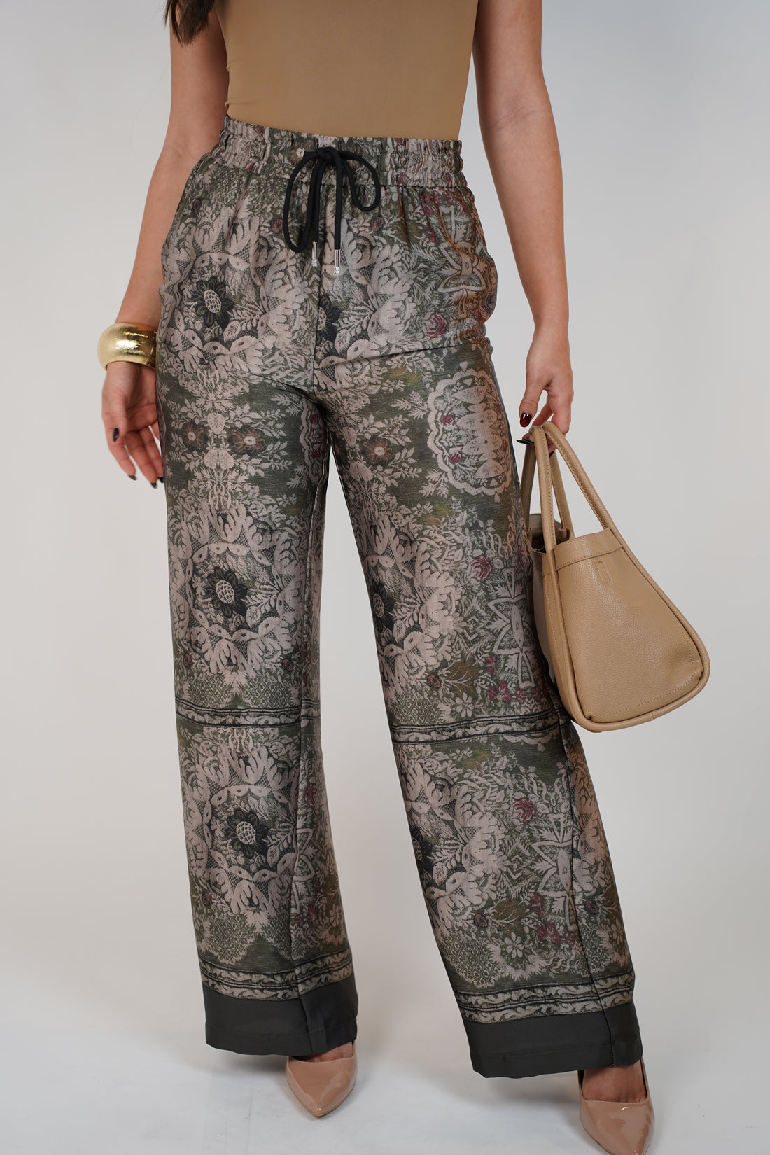 Kysa Stamped Satin Pants
