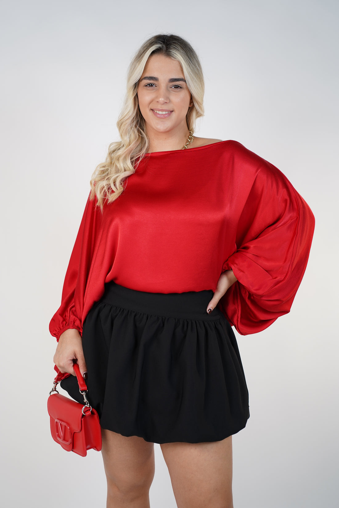 Elvère Mini Bubble Skirt – Structured Waist with Voluminous Bubble Hem