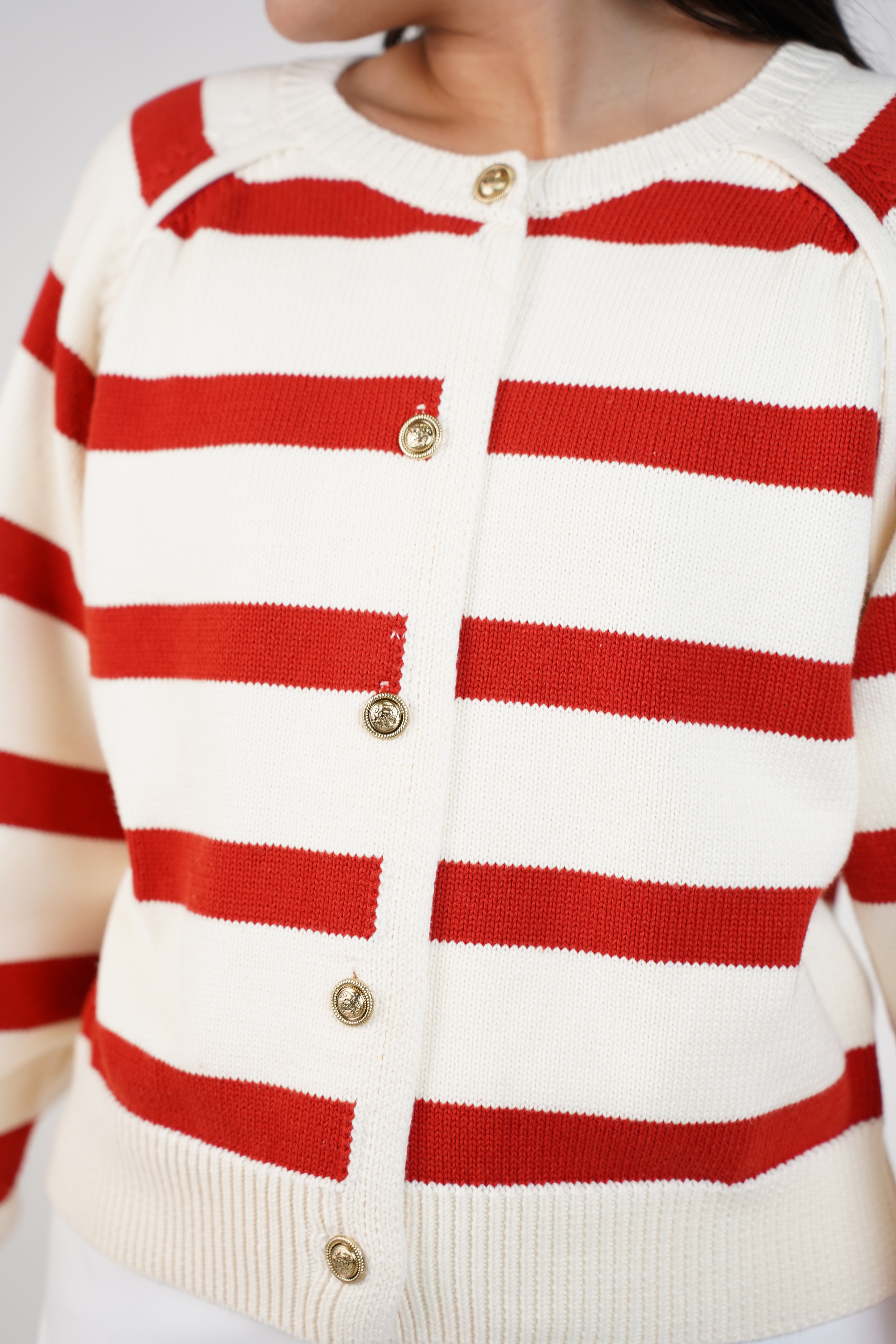 Lucerra Striped Sweater Cardigan – Classic Button-Front Knit