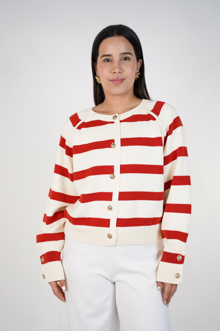 Lucerra Striped Sweater Cardigan – Classic Button-Front Knit