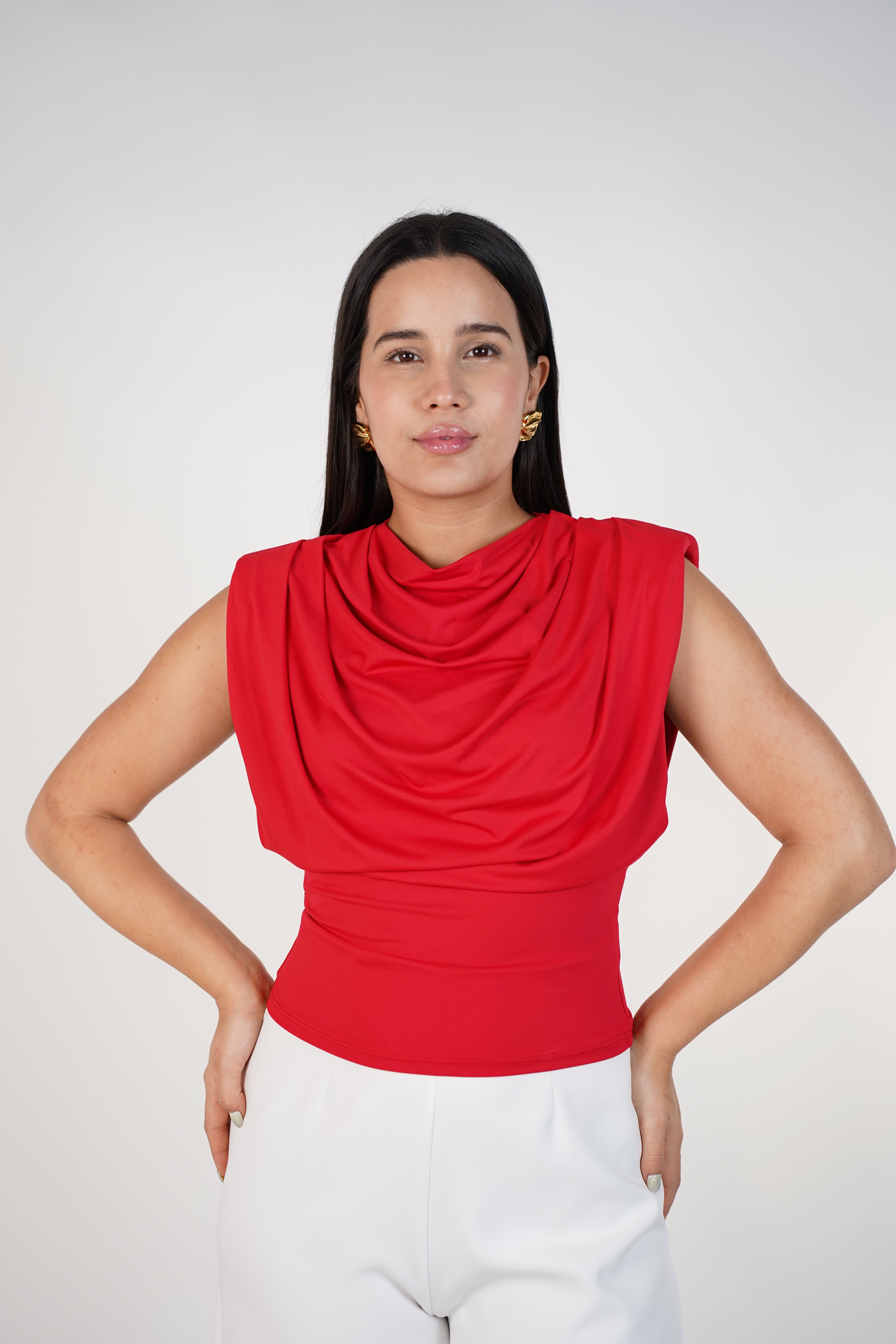 Eyes Versatile Top – Soft Draped Sleeveless Blouse