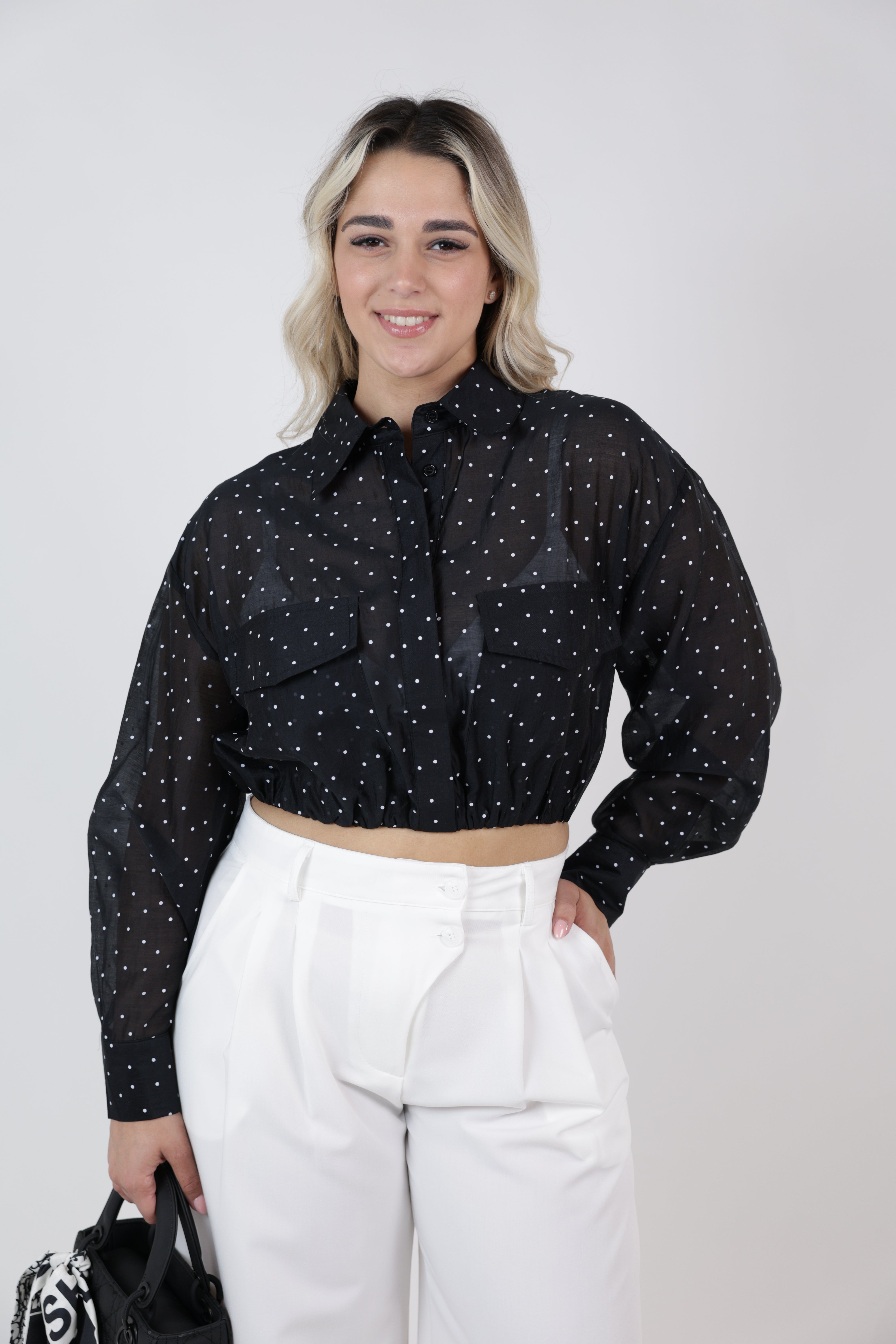 Naelle Sheer Polka Dot Top – Lightweight, Chic & Playful