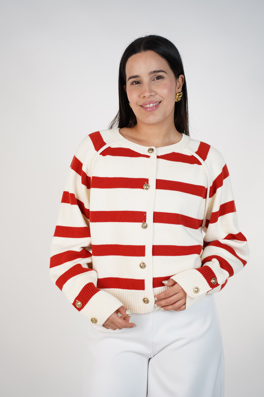 Lucerra Striped Sweater Cardigan – Classic Button-Front Knit
