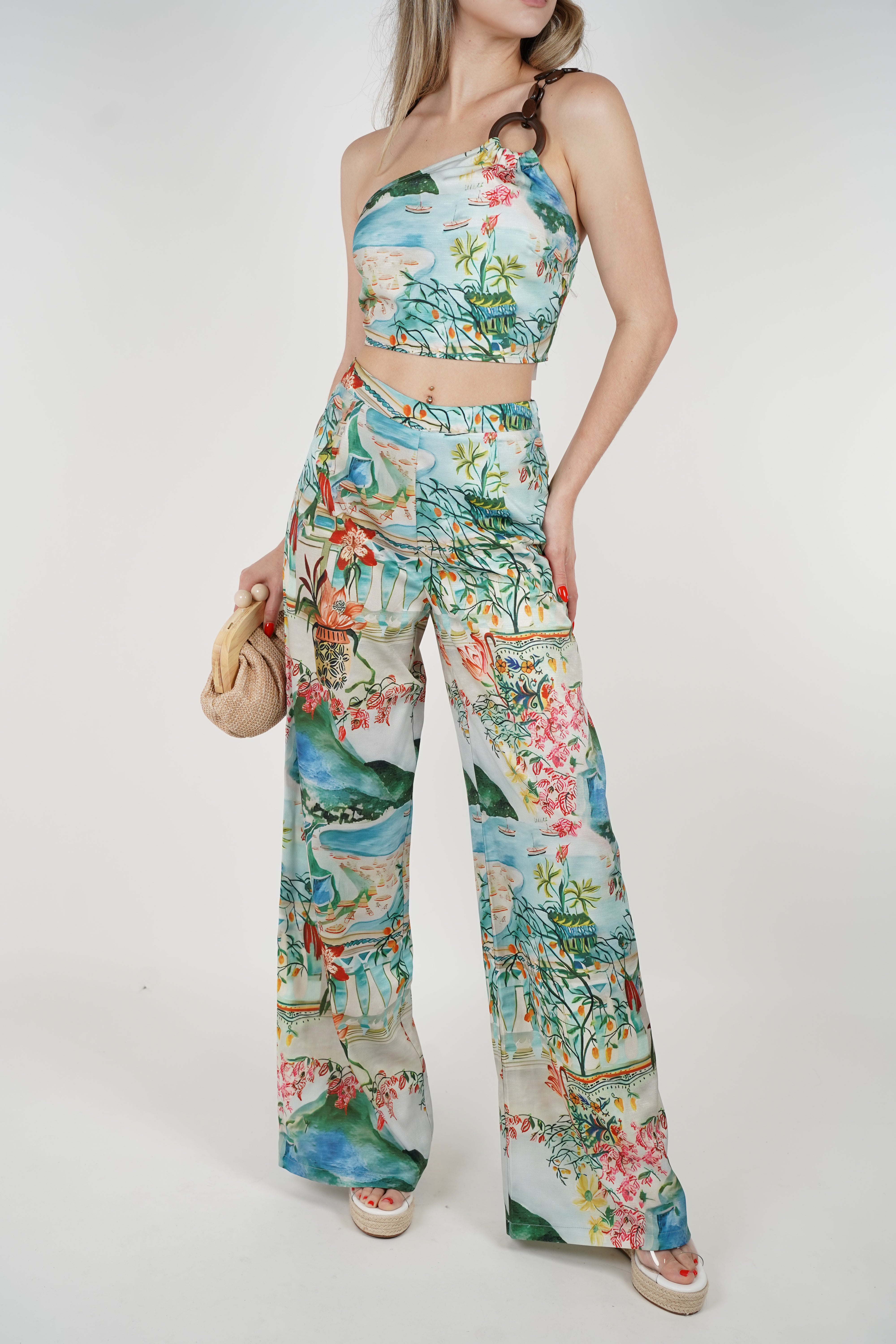 Joraya Pants Set – Scenic Watercolor Print Two-Piece