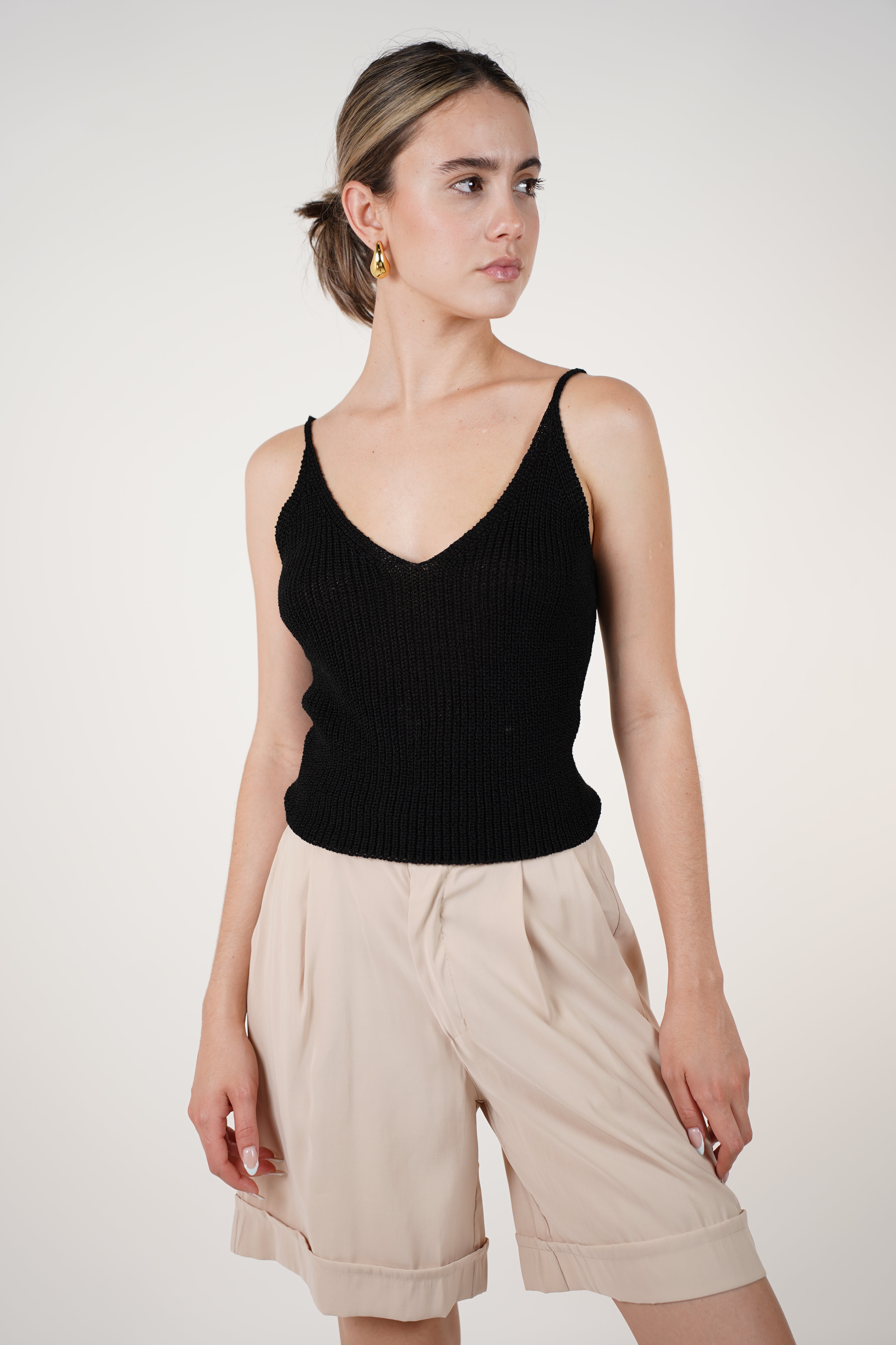 Zarrel Knit Top – Low Back Spaghetti Strap Tank