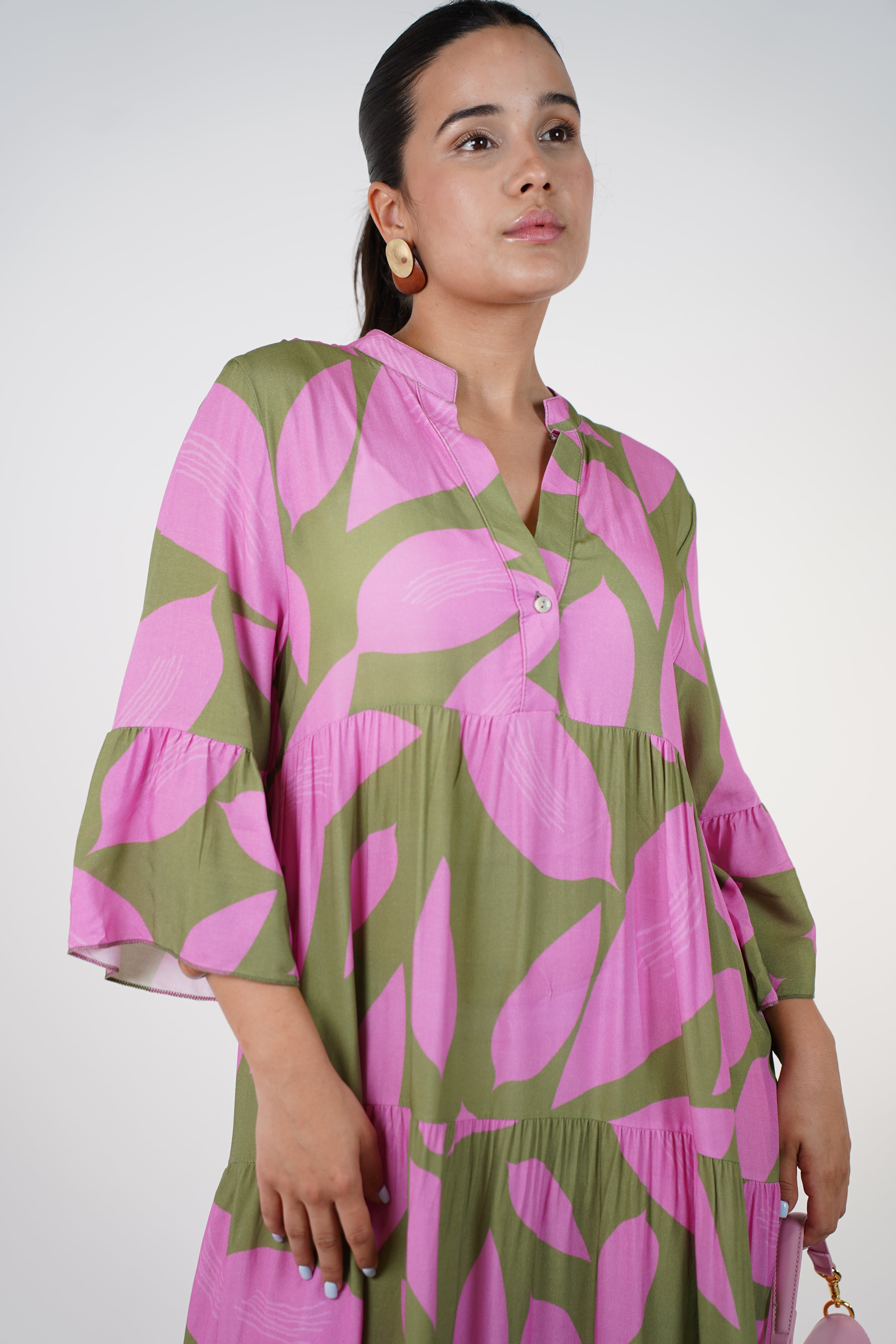 Noelle Ruffle Maxi Dress – Flowy Print Dress in Bold Colors