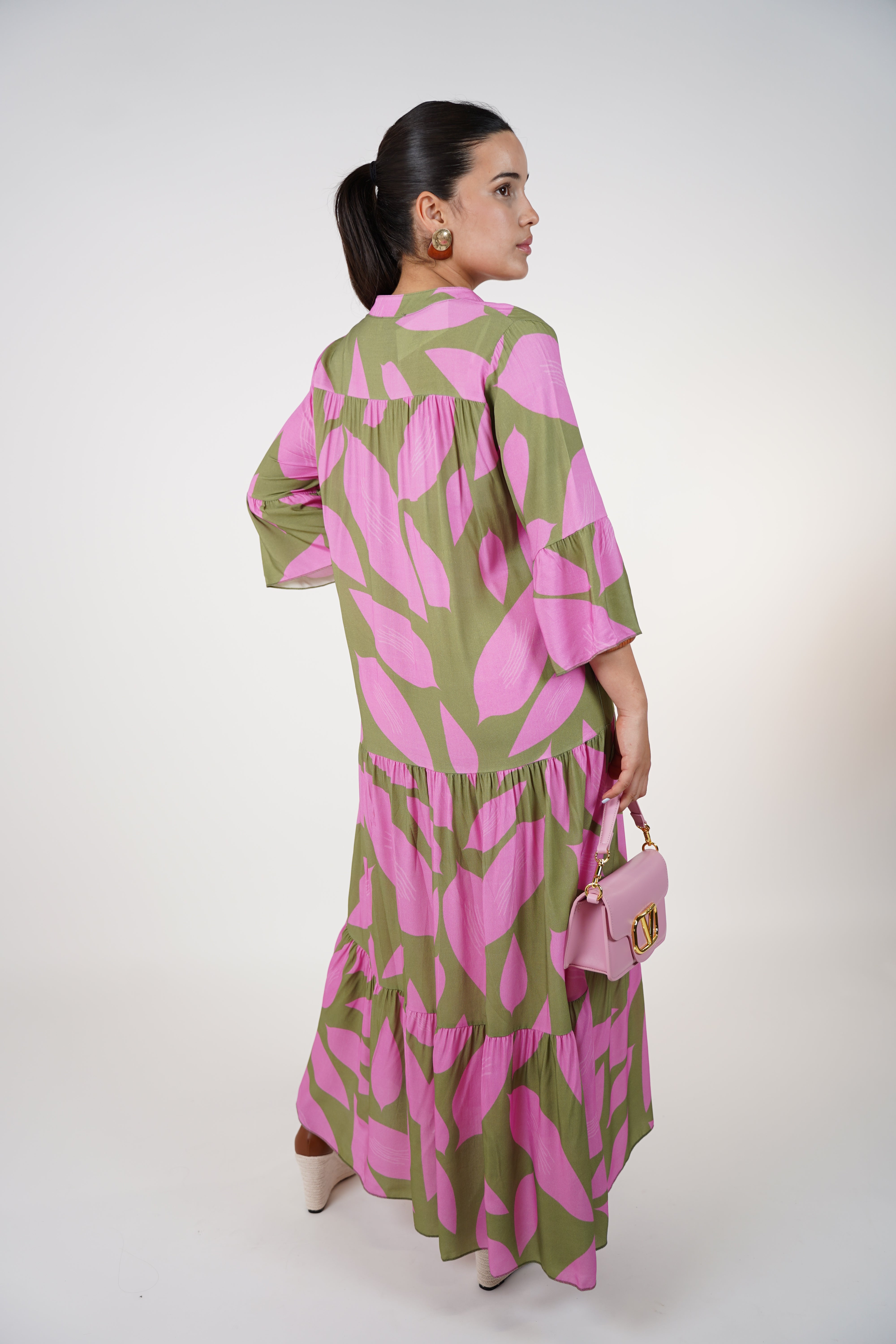 Noelle Ruffle Maxi Dress – Flowy Print Dress in Bold Colors