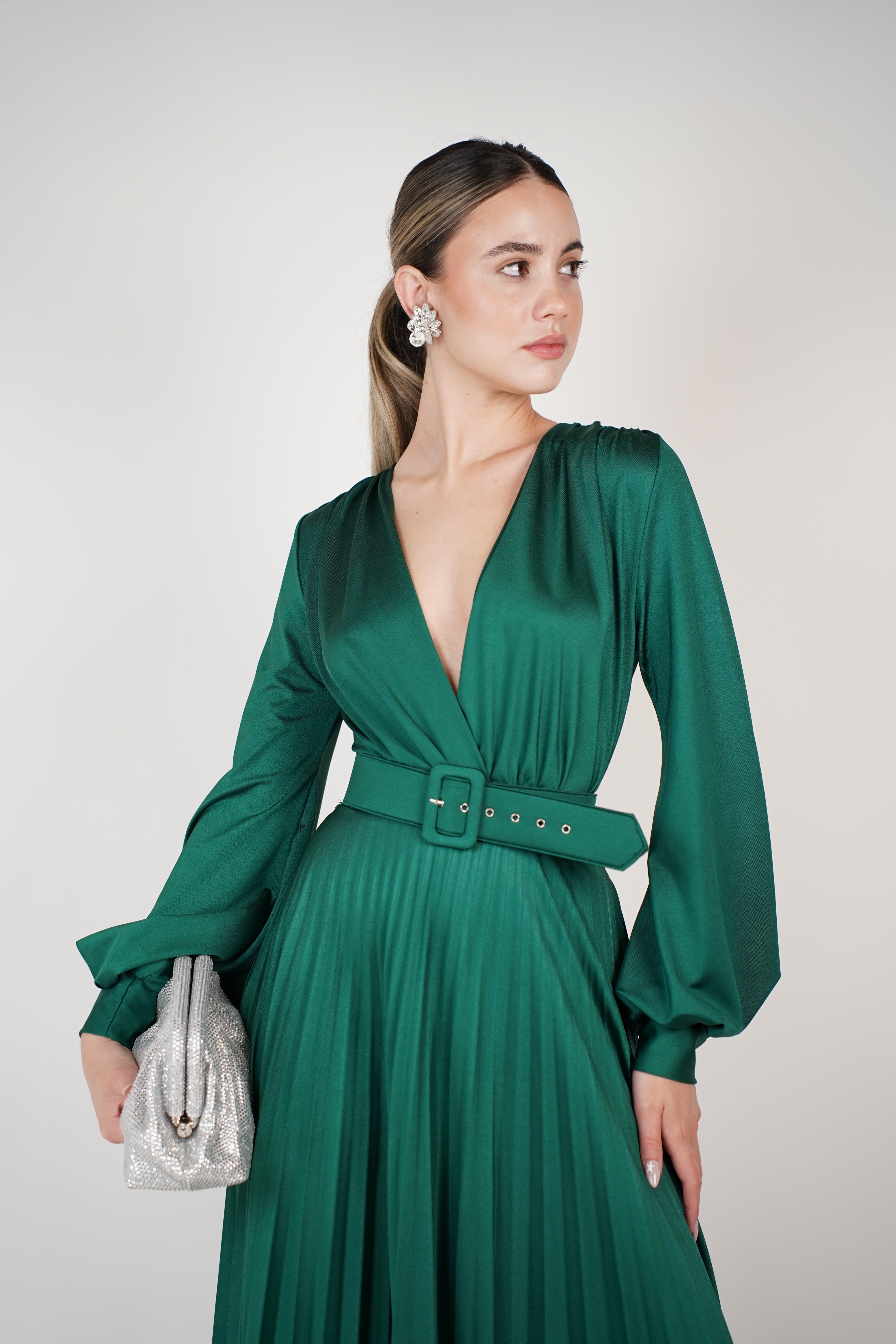 Vani Elegant Maxi Dress – Timeless Grace in Satin Green