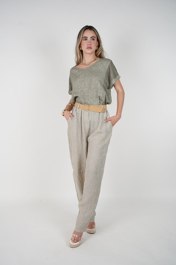 Zalina Belted Striped Pants – Effortless, Relaxed Style