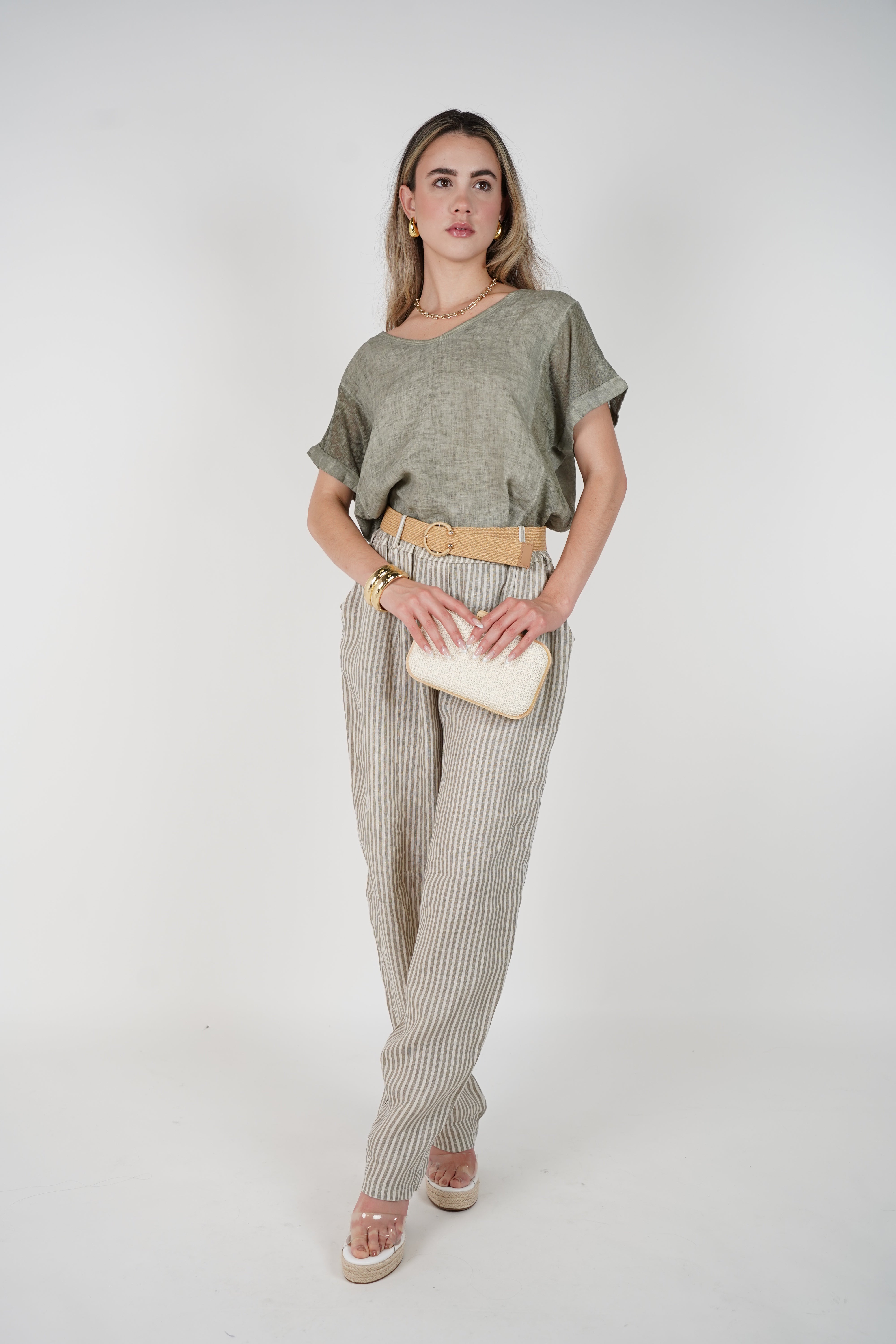 Zalina Belted Striped Pants – Effortless, Relaxed Style