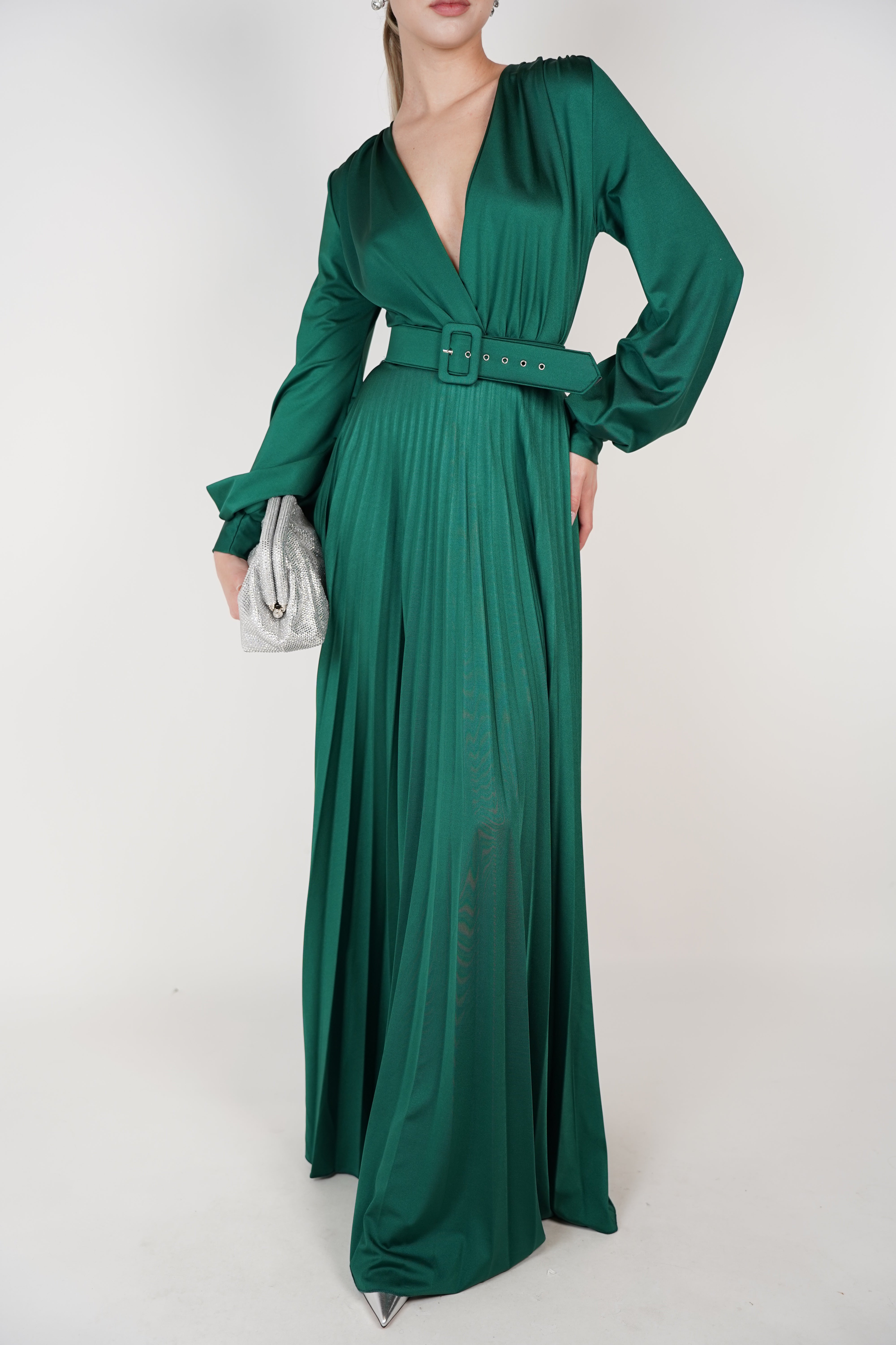 Vani Elegant Maxi Dress – Timeless Grace in Satin Green