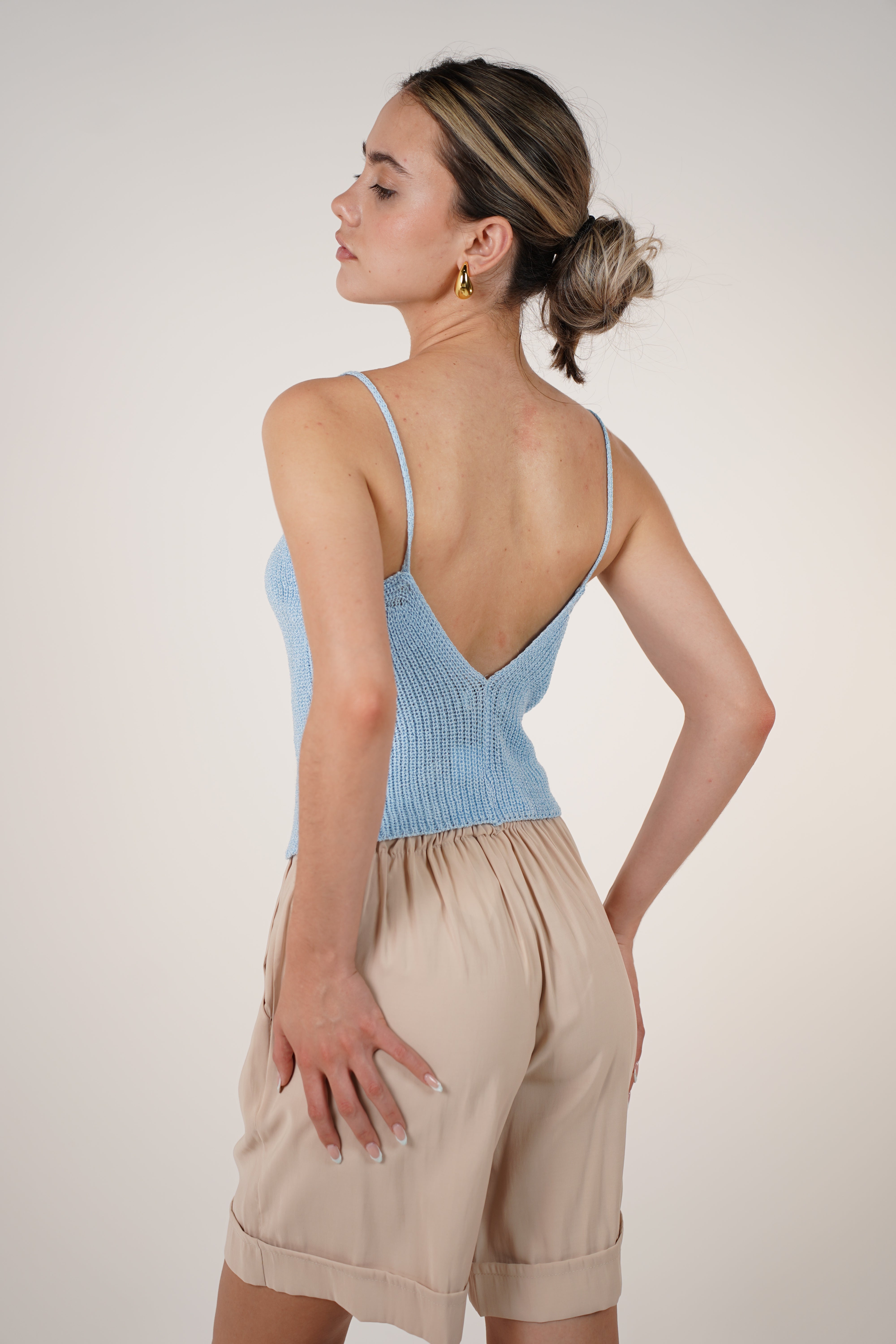Zarrel Knit Top – Low Back Spaghetti Strap Tank