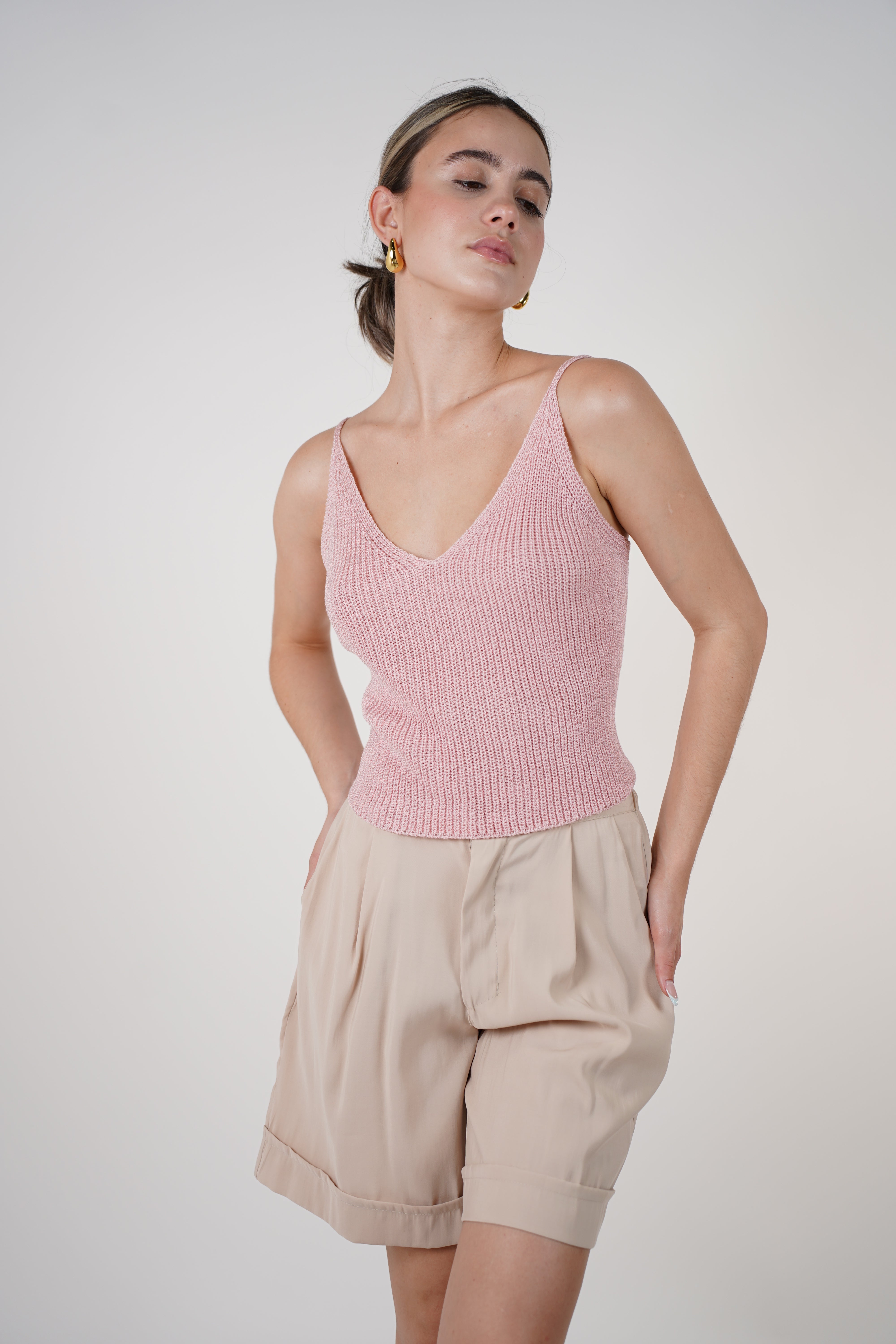 Zarrel Knit Top – Low Back Spaghetti Strap Tank