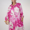 Aylin Stamped Linen Dress – Bright Yellow & Lime Button-Down Shirt Dress