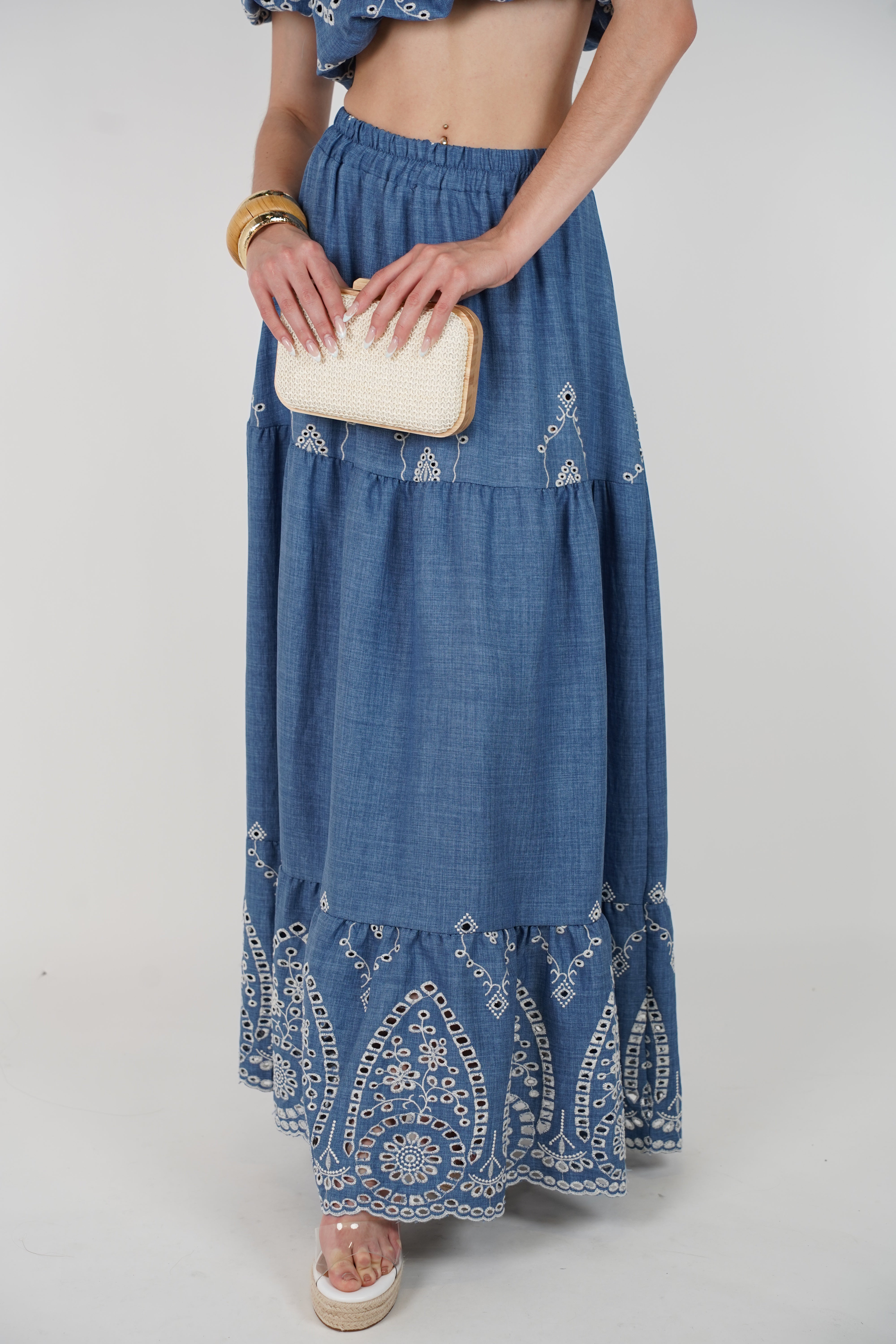 Sadelyn Embroidered Skirt Set – Boho Off-Shoulder Two-Piece