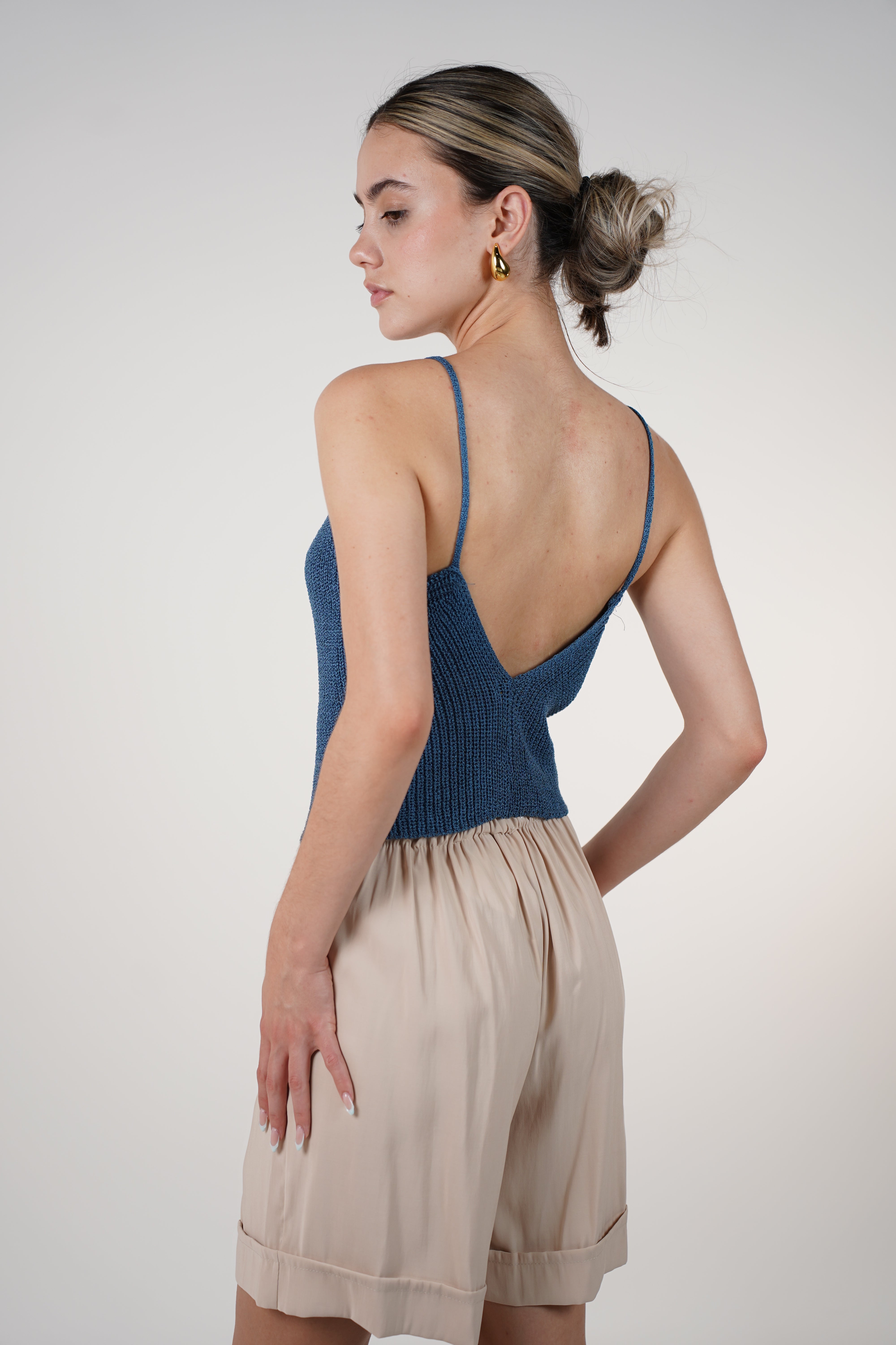 Zarrel Knit Top – Low Back Spaghetti Strap Tank