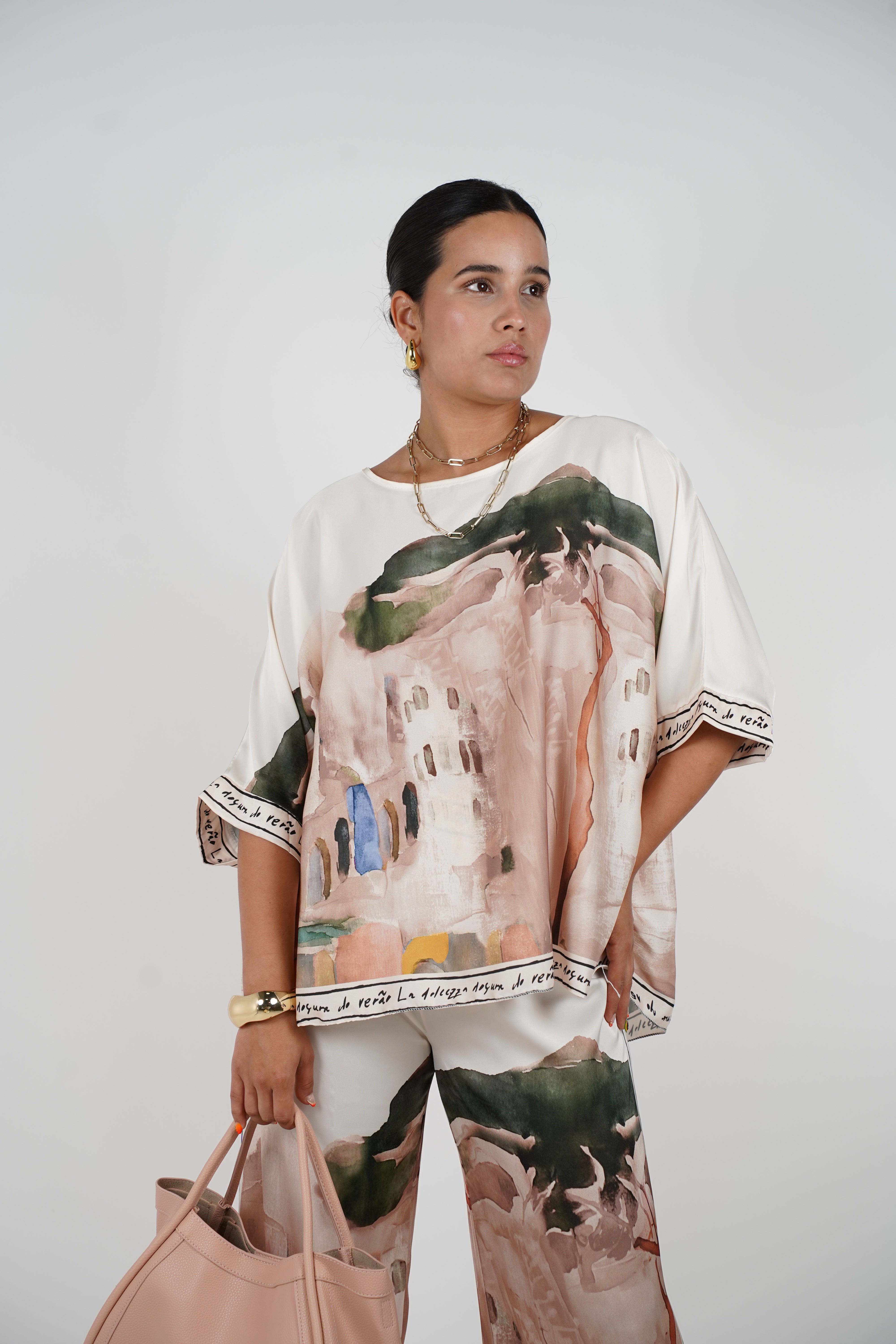 Ryvian Stamped Silk Set – Artistic Luxe Two-Piece