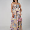 Teyla Jumpsuit – Strapless Patch Print with Bow Detail