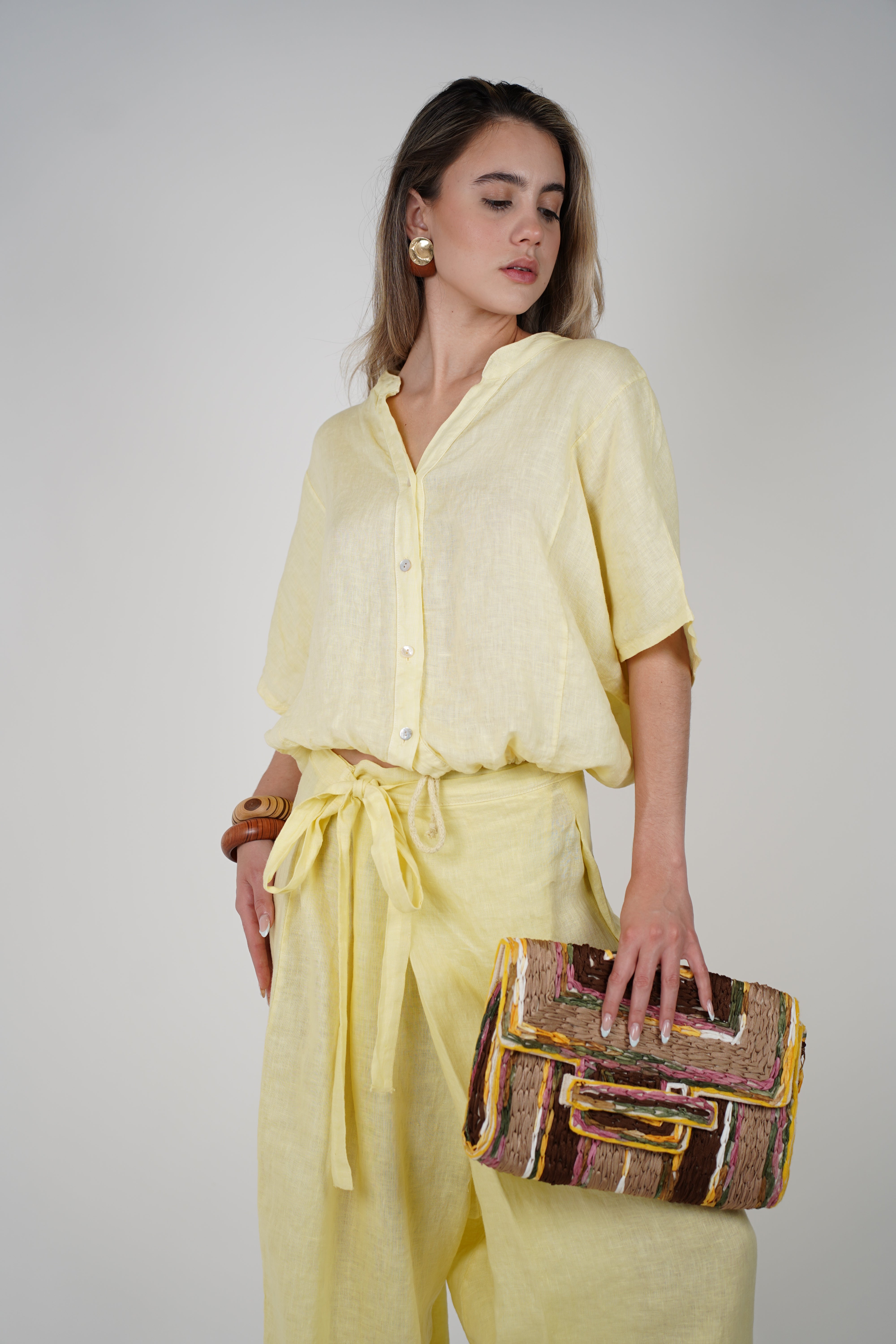 Vionel Linen Top – Lightweight Button-Up in Sunny Hues