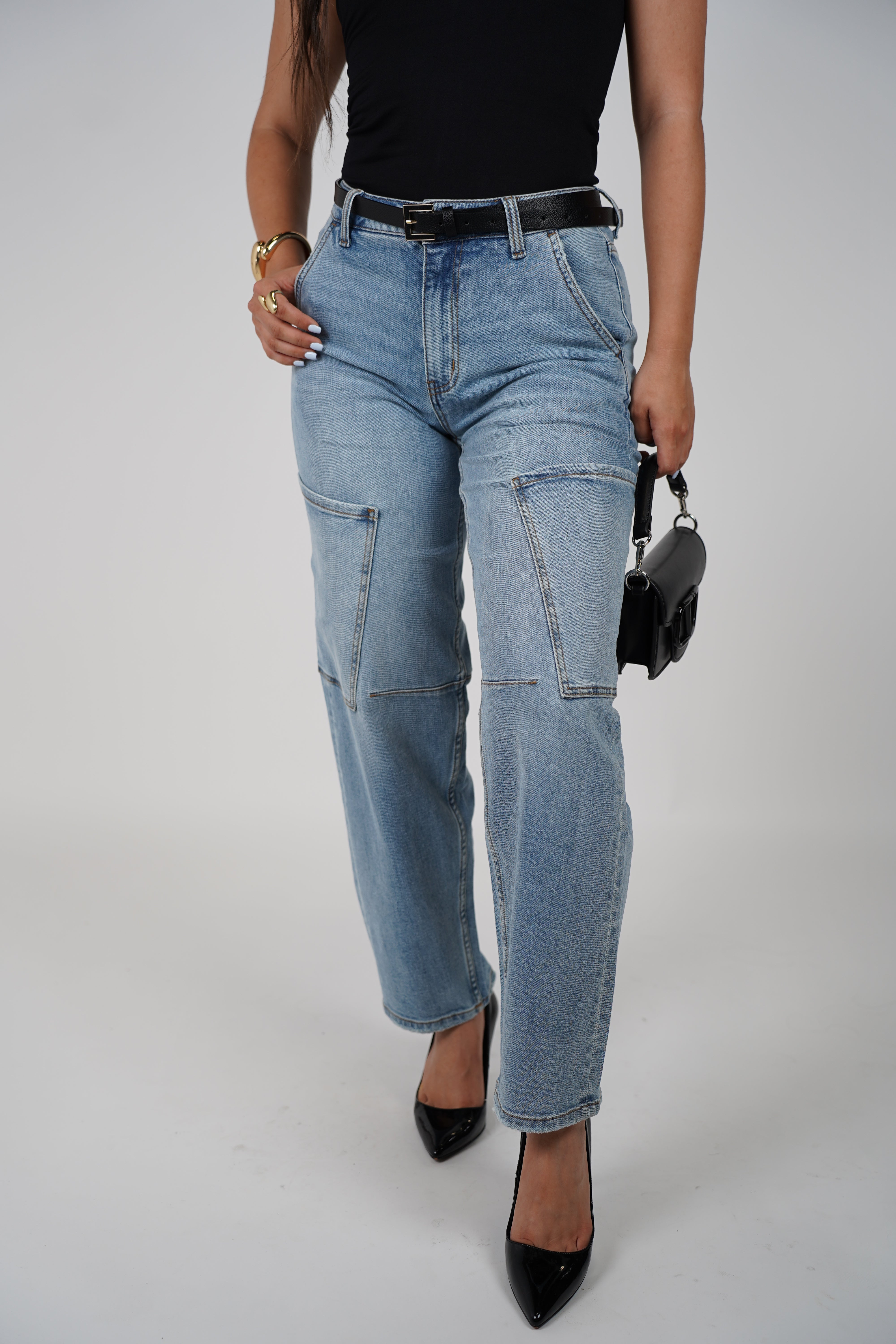 Jomel Cargo Barrel Jeans – Utility Style with a Chic Fit