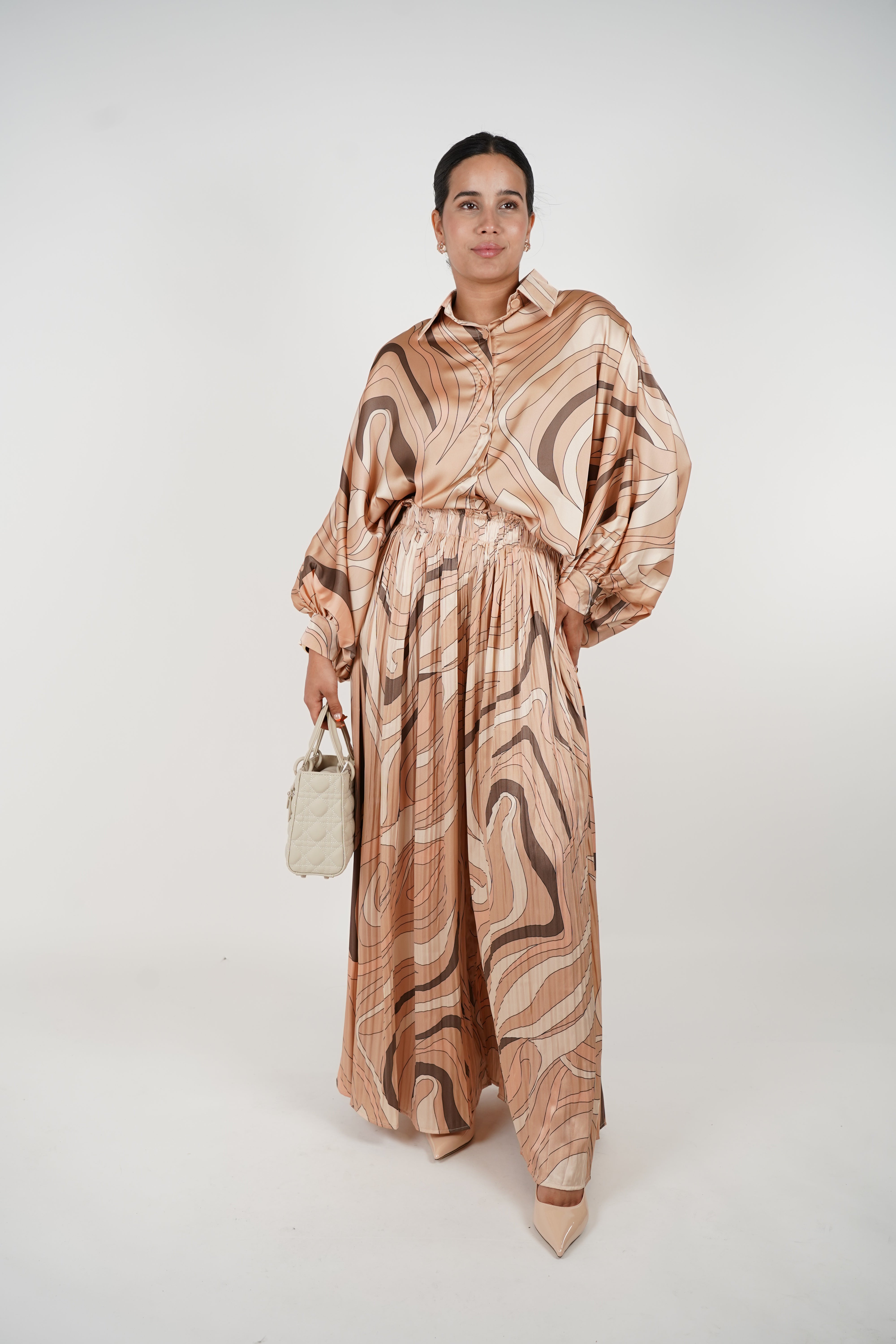 Calira Stamped Pants Set - Effortless Elegance