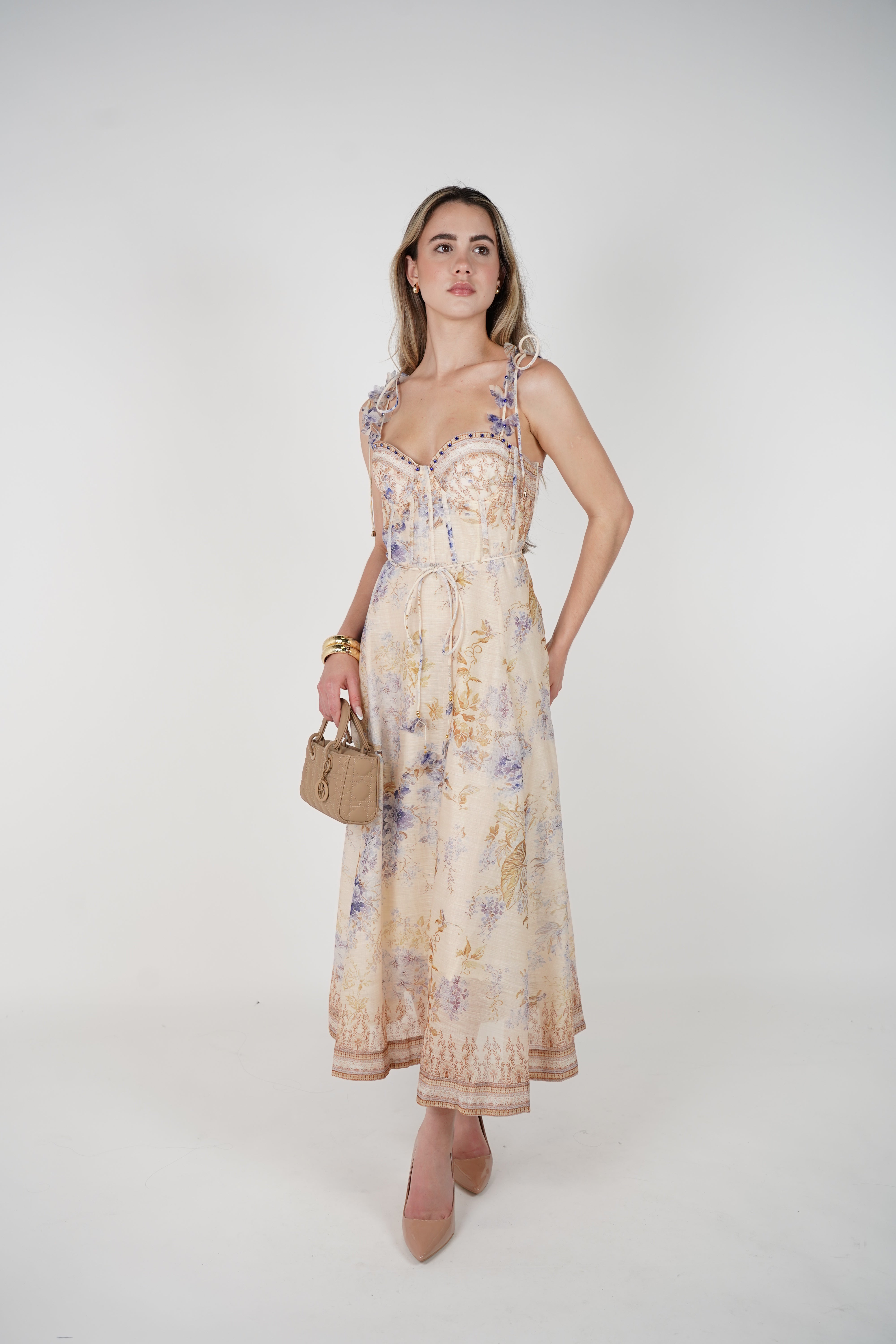 Keyln Vintage Stamped Maxi Dress – Romantic Boho Elegance
