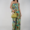 Teyla Jumpsuit – Strapless Patch Print with Bow Detail