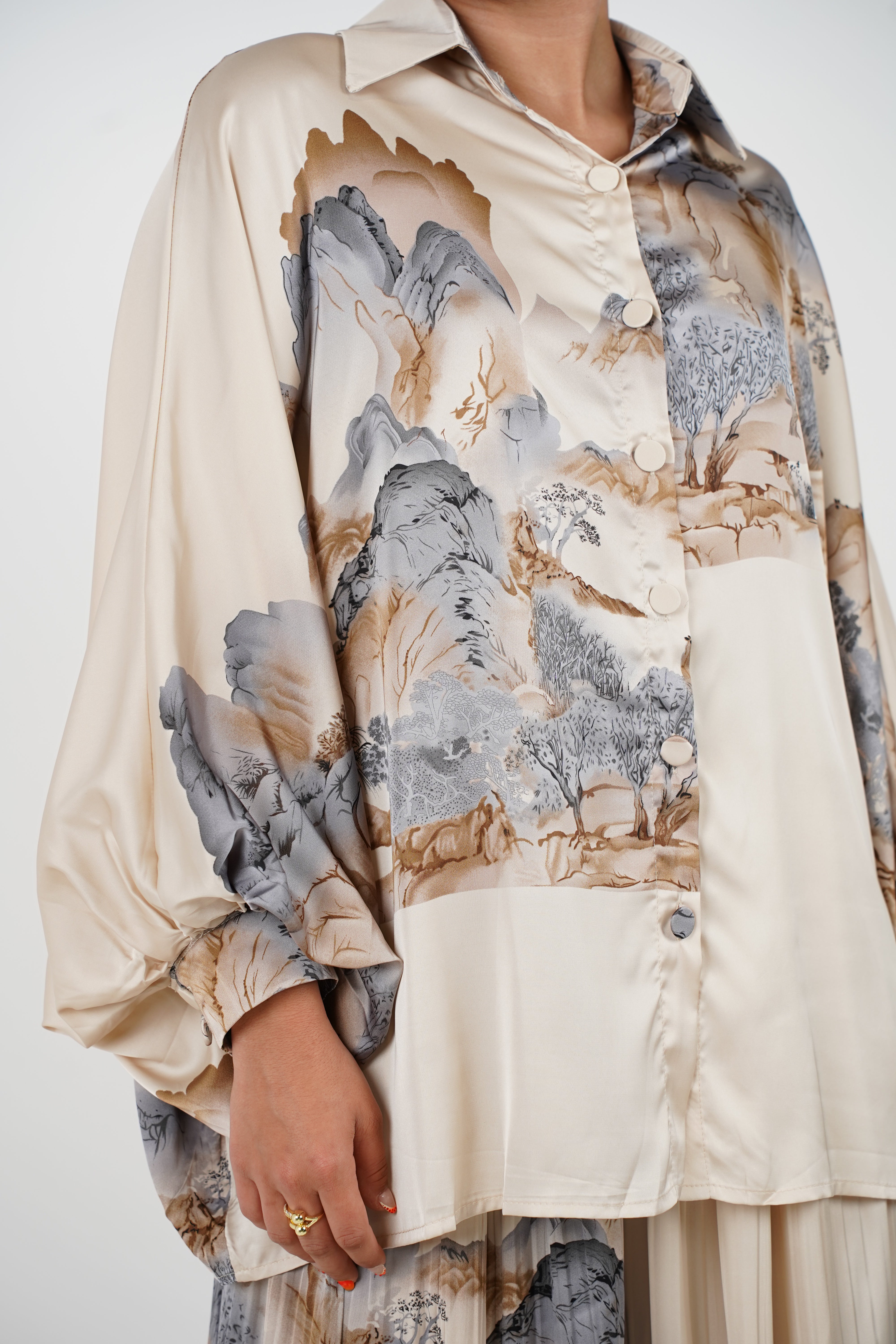 Calira Stamped Pants Set - Effortless Elegance