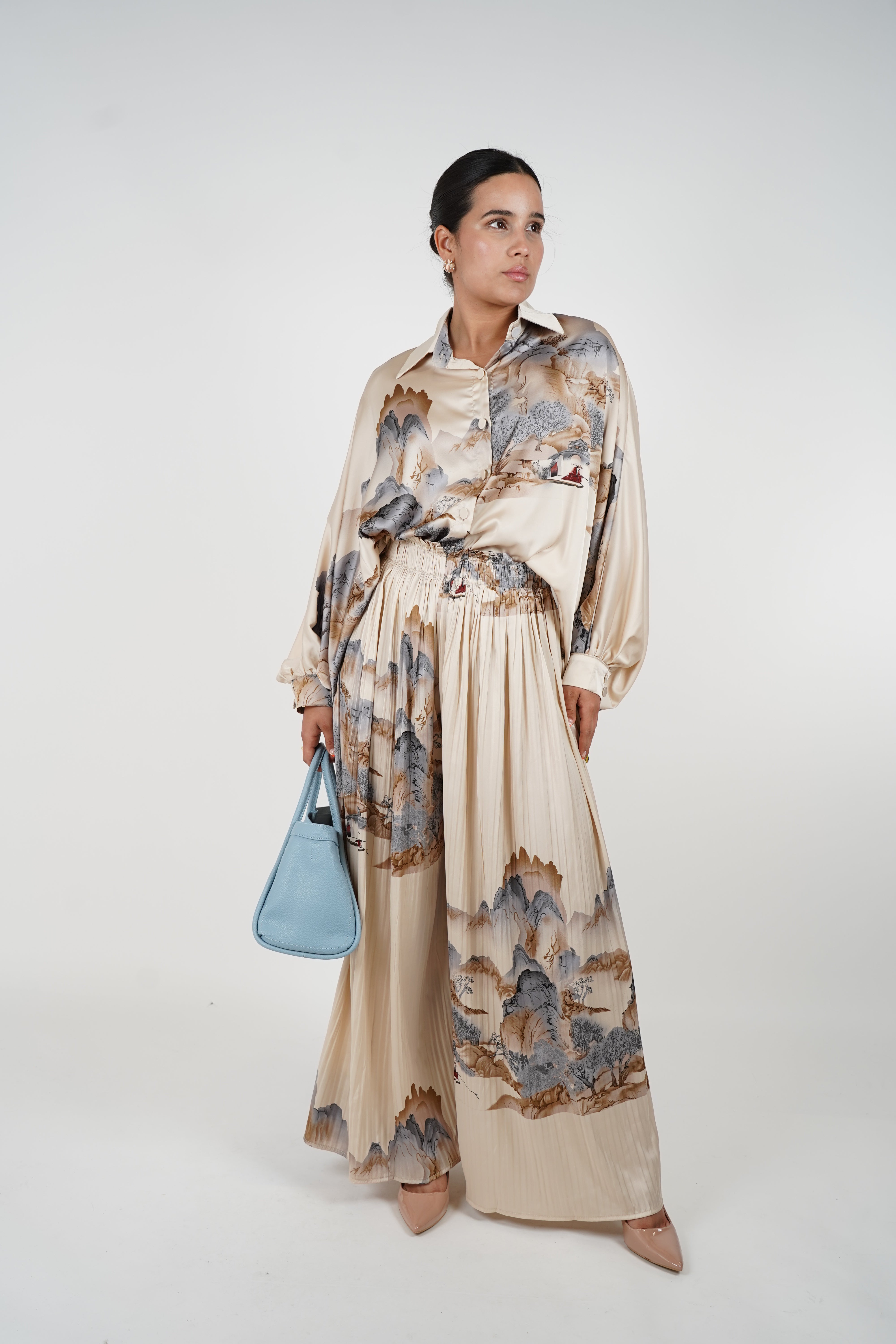 Calira Stamped Pants Set - Effortless Elegance