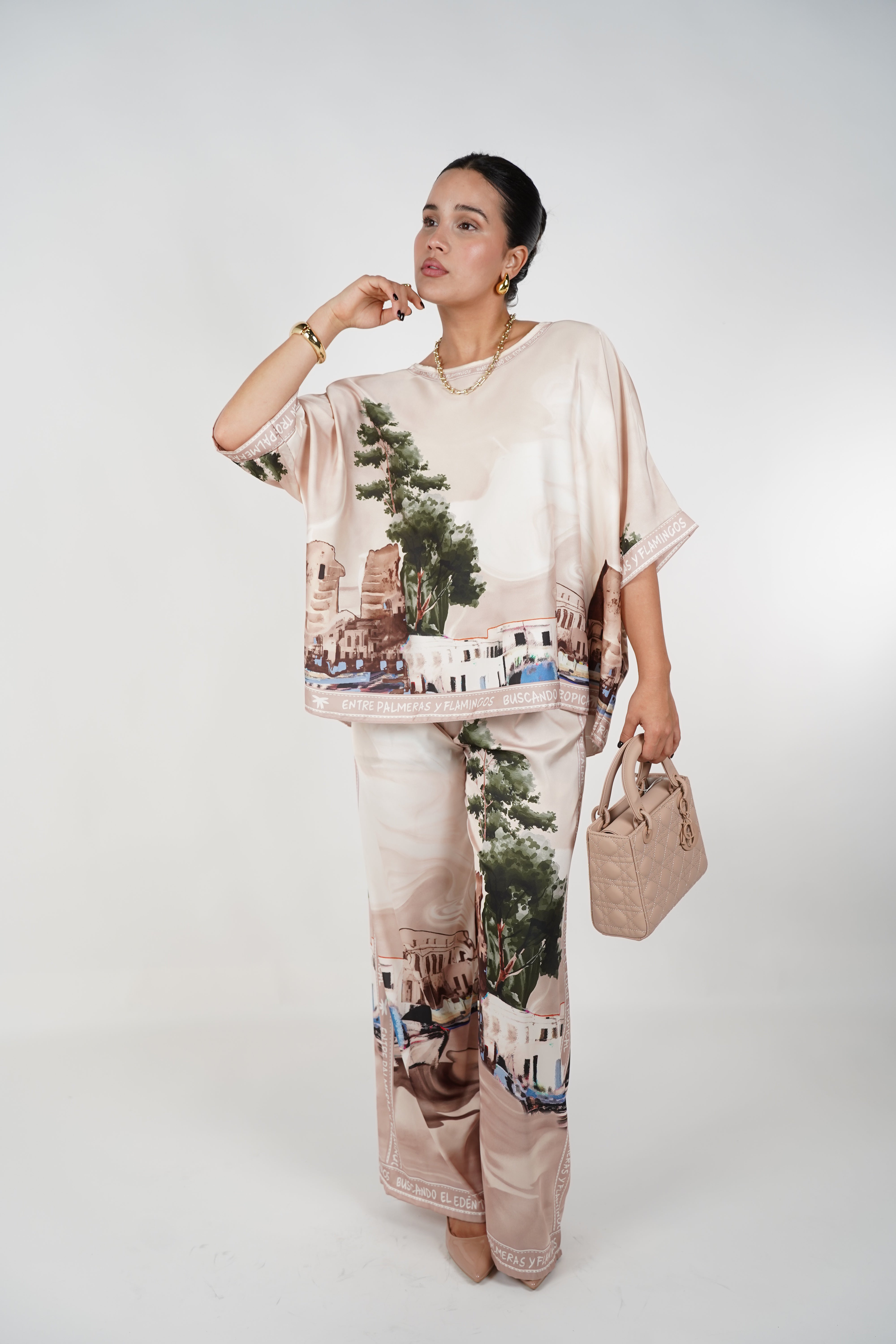 Lorie Silk Pants Set – Luxe Comfort with Artistic Flair