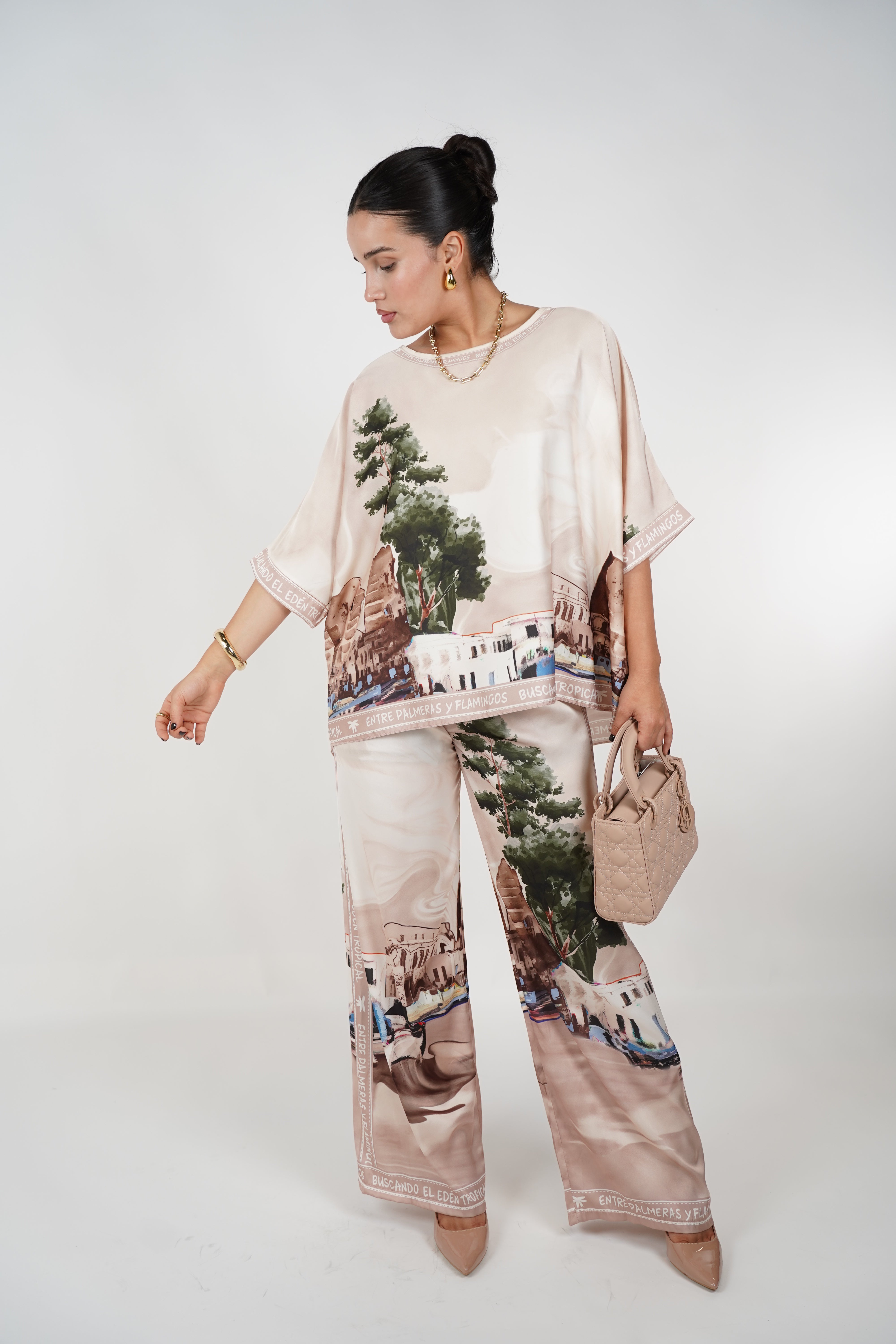 Lorie Silk Pants Set – Luxe Comfort with Artistic Flair