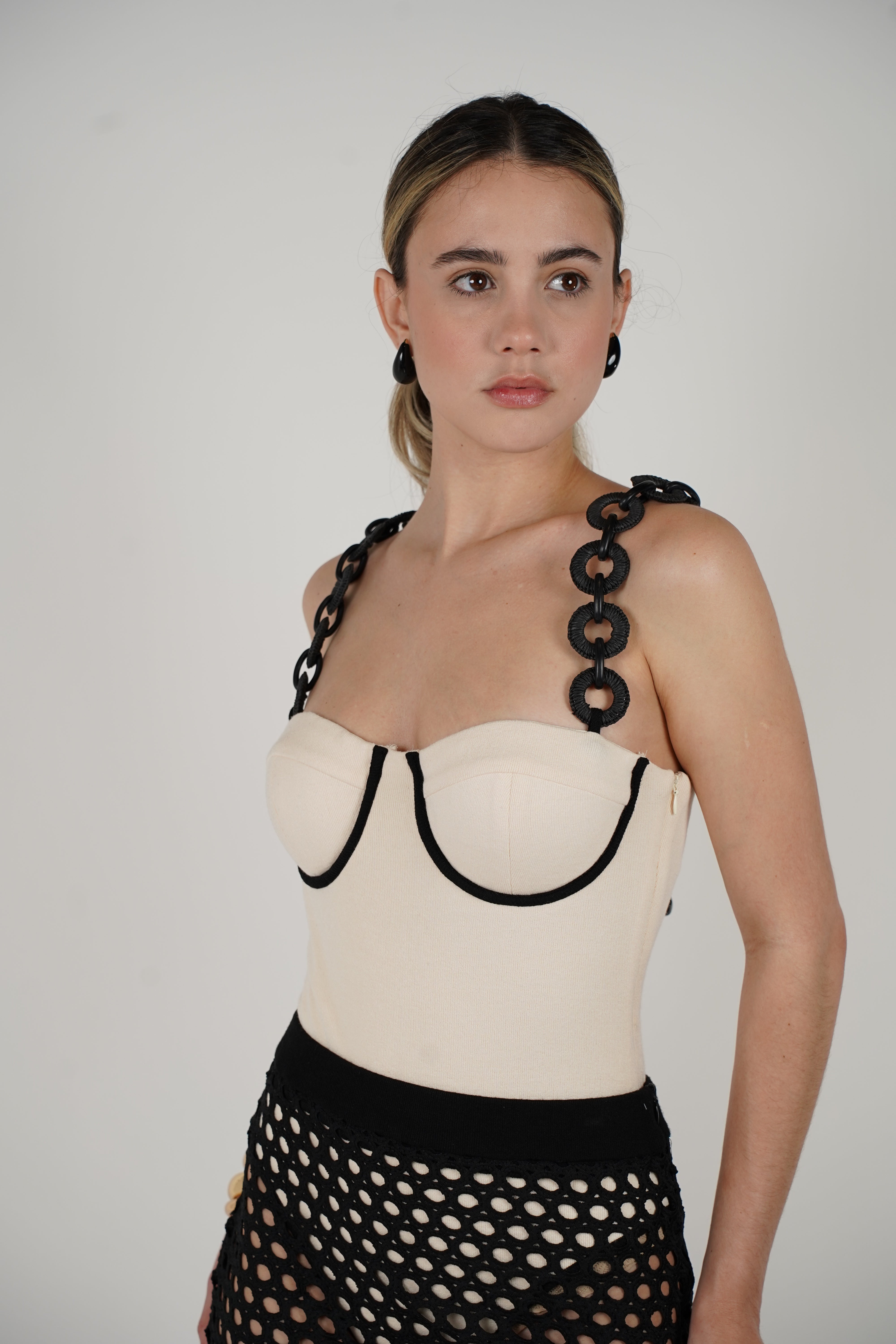 Cionella Crochet Set – Bold Black and Cream Two-Piece with Modern Edge
