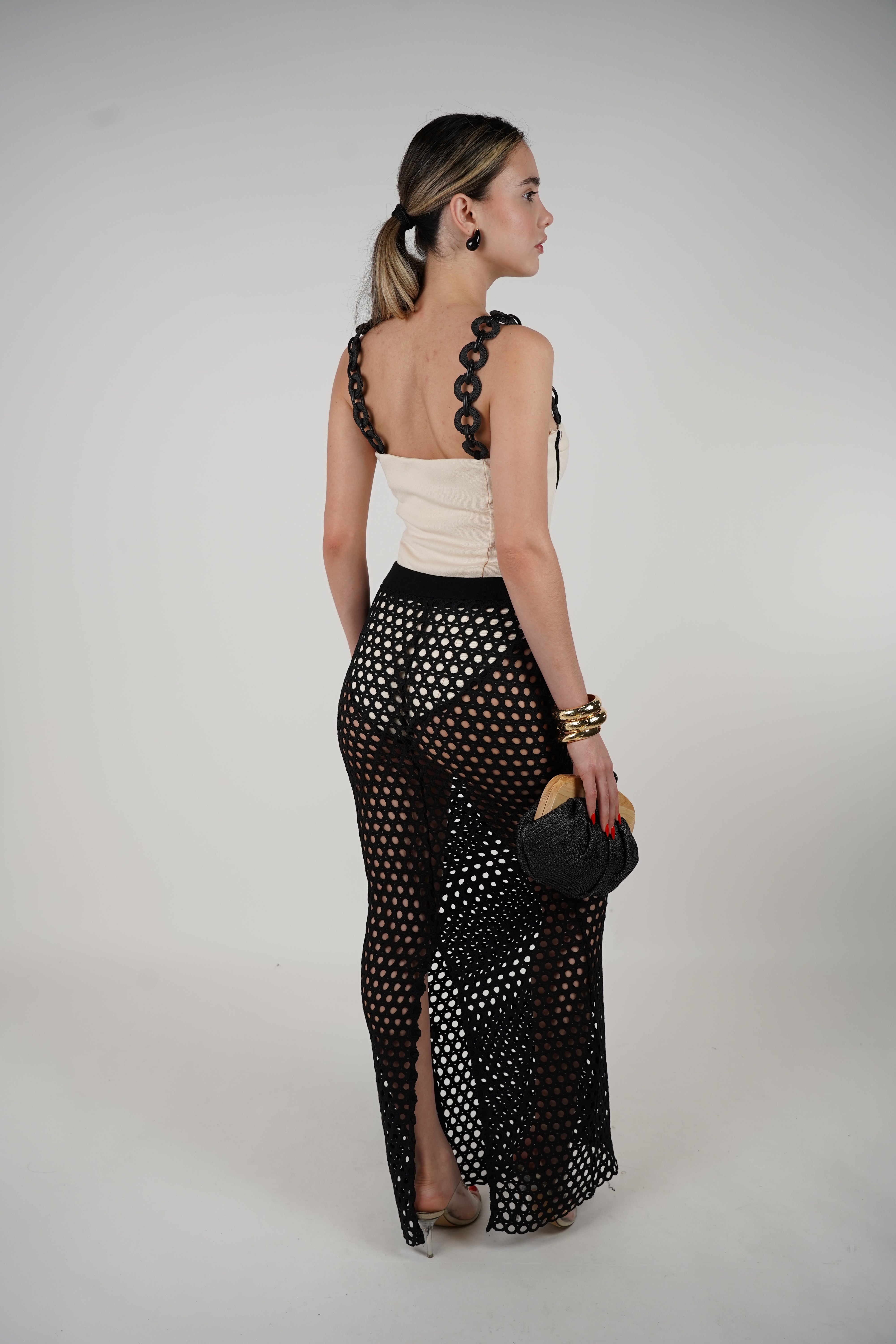 Cionella Crochet Set – Bold Black and Cream Two-Piece with Modern Edge