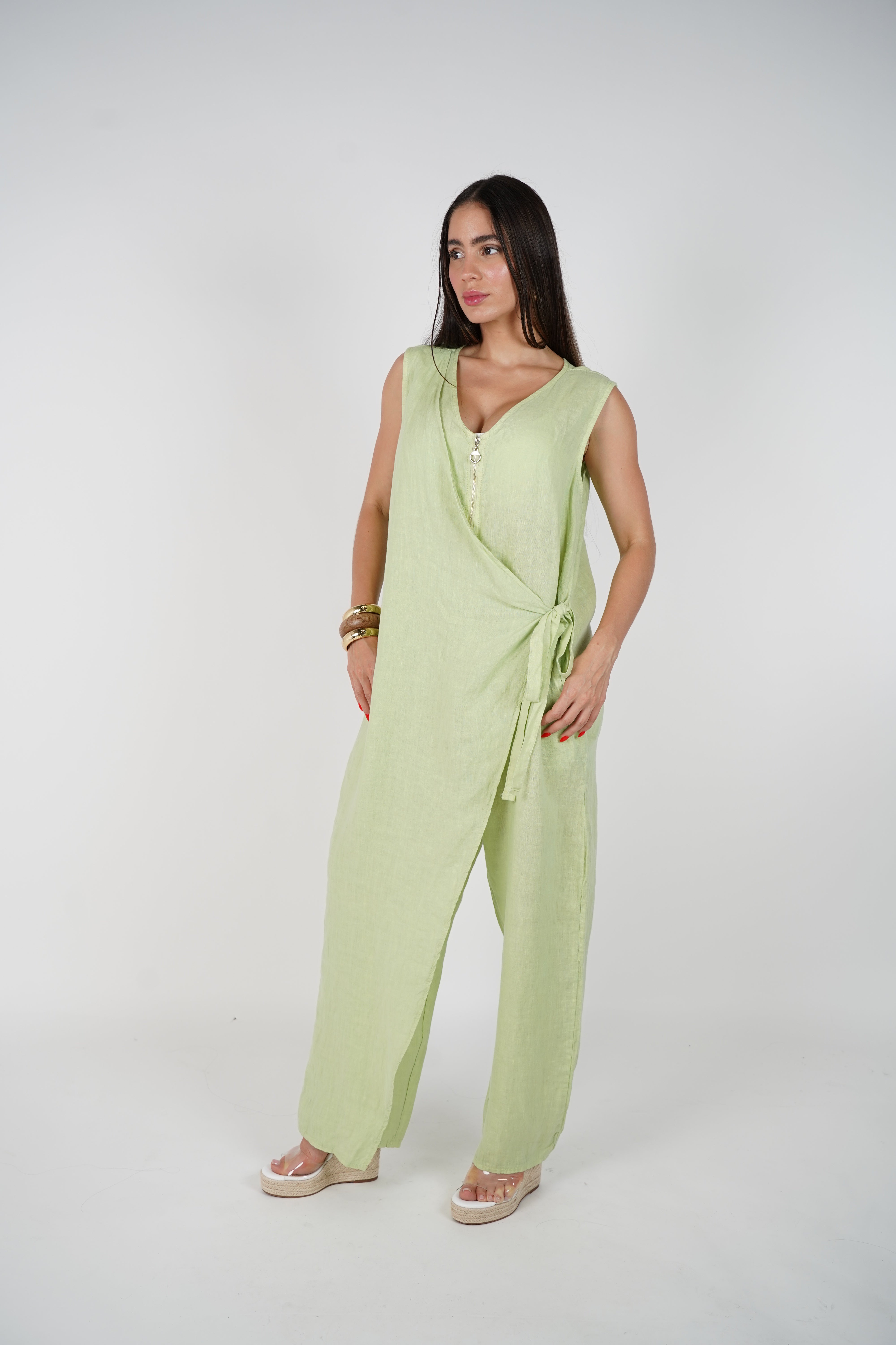 Lurein Linen Zipper Jumpsuit – Effortless Summer Ease