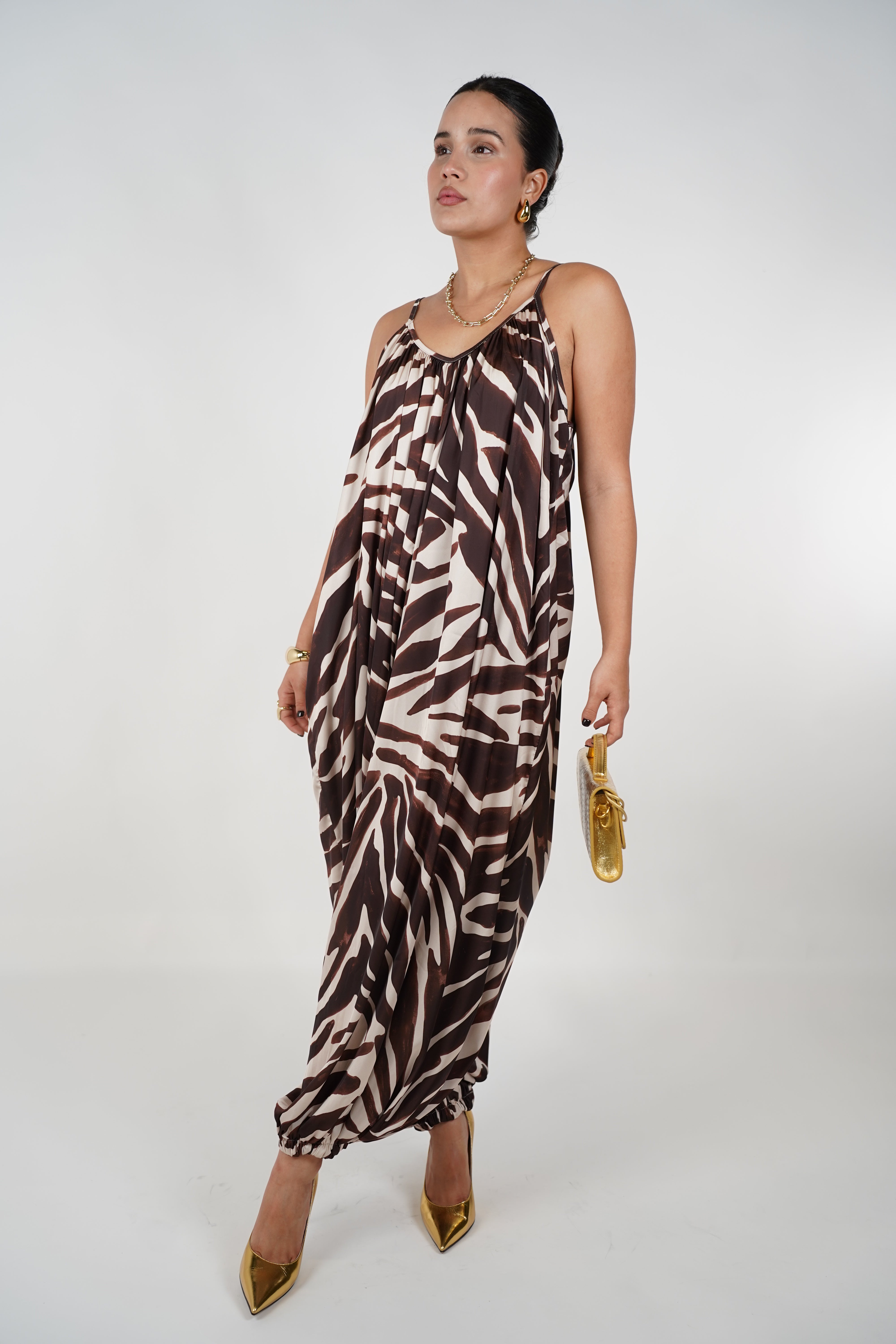Raina Zebra Jumpsuit Joggers – Bold Print Meets Effortless Style