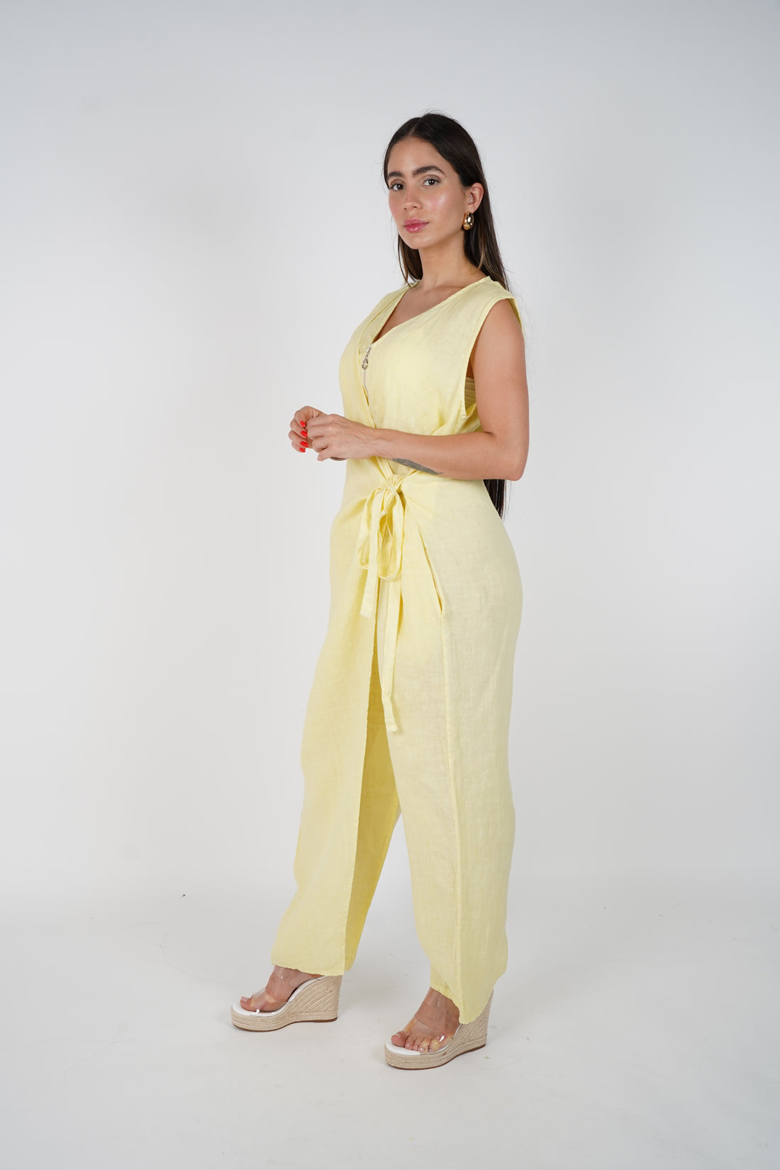 Lurein Linen Zipper Jumpsuit – Effortless Summer Ease
