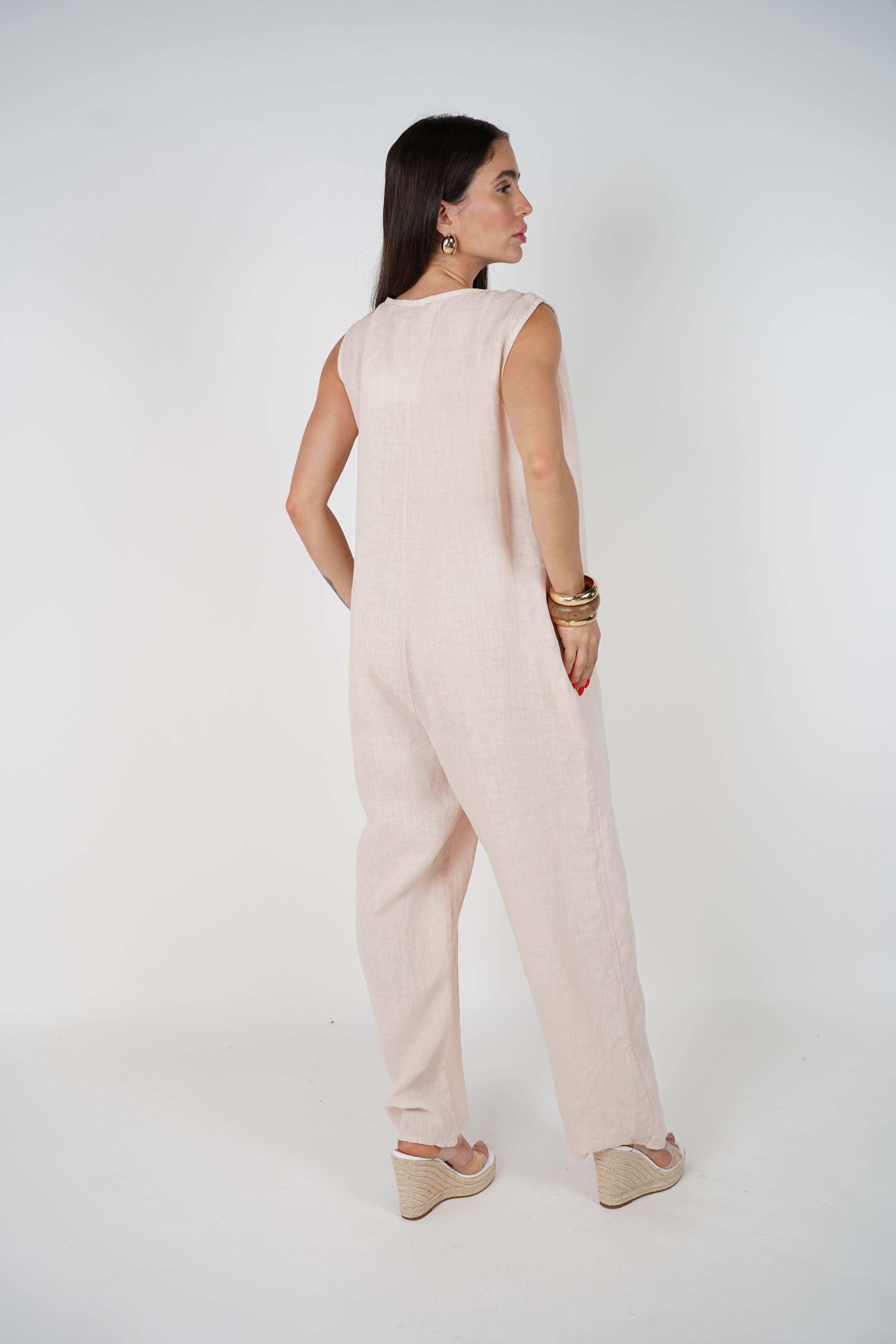Lurein Linen Zipper Jumpsuit – Effortless Summer Ease