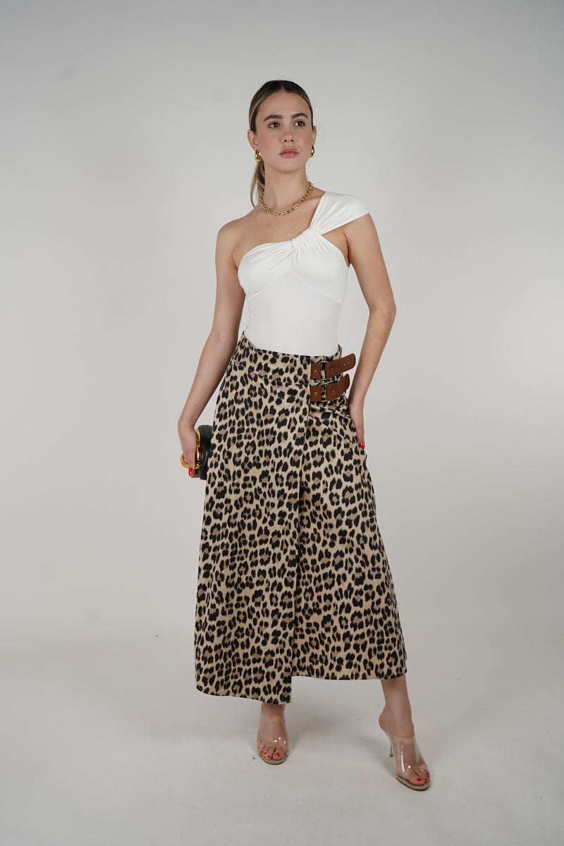 Fernanda Skirt – Leopard Print Statement with Belt Detail
