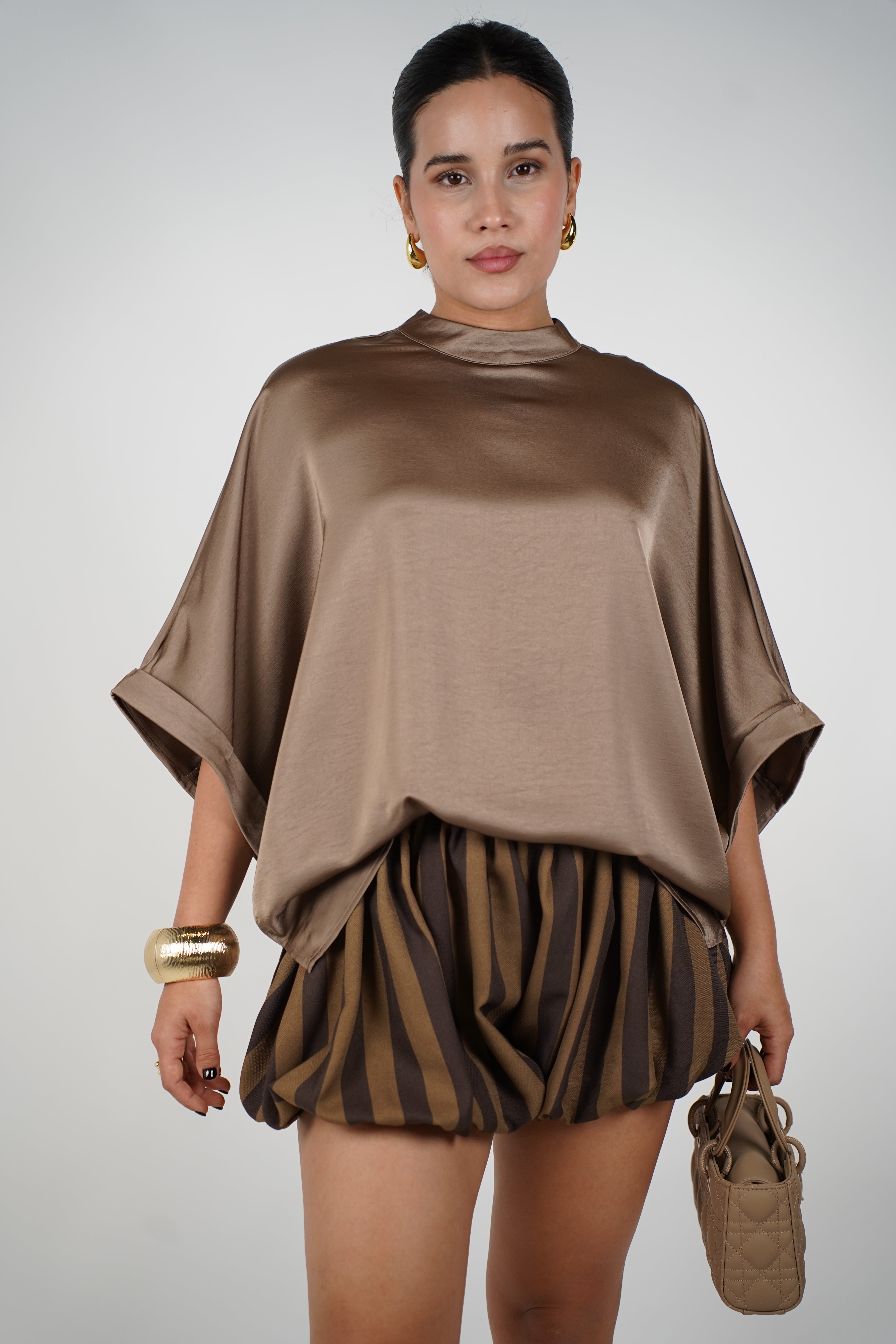 Amaya Bubble Shorts – Playful Volume with Chic Stripes