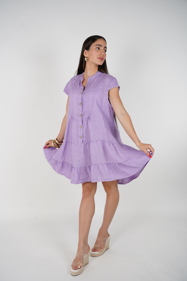 Rani Linen Dress – Effortless Tiered Style in Fresh Colors