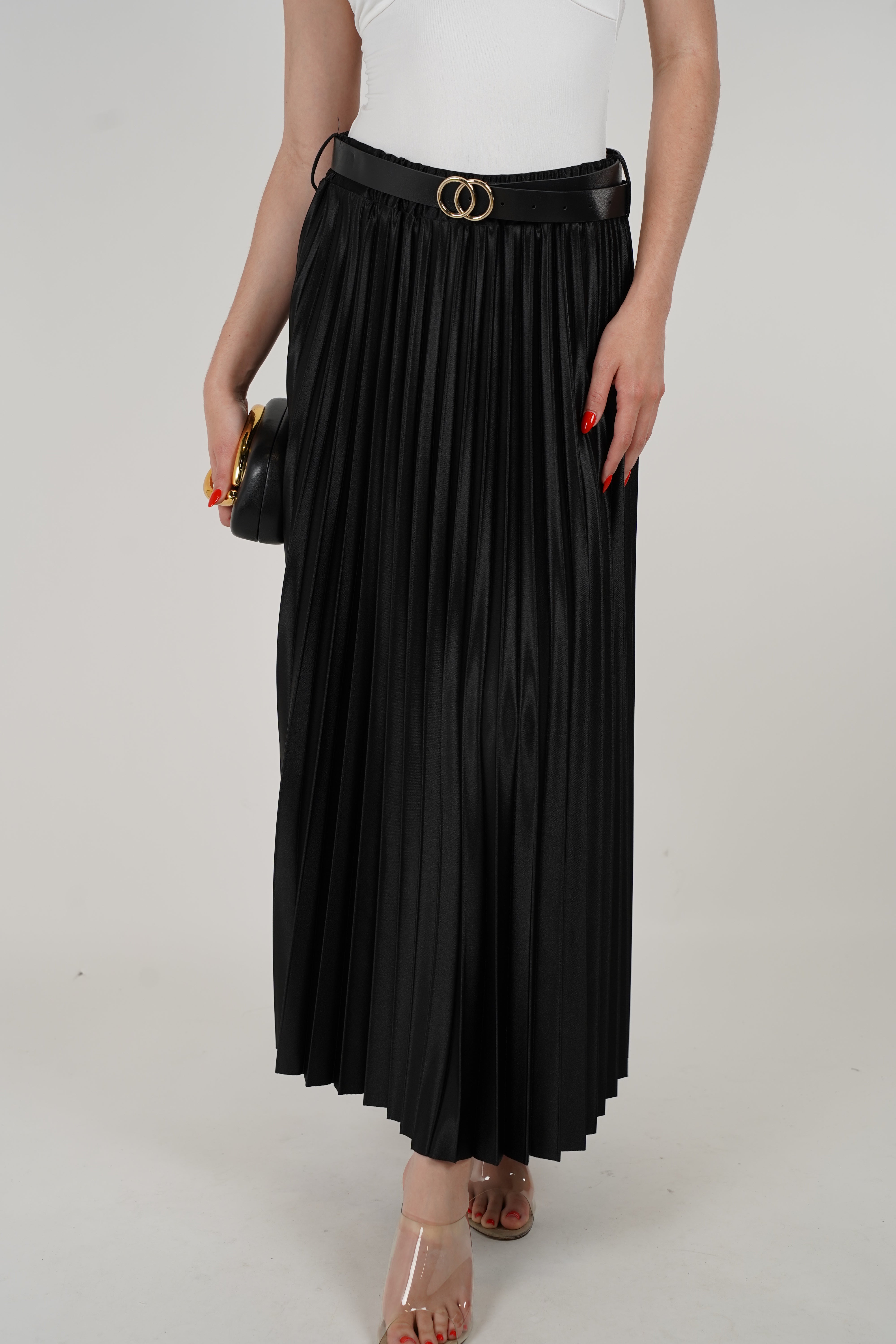 Juana Satin Pleated Maxi Skirt – Effortlessly Elegant Statement Piece