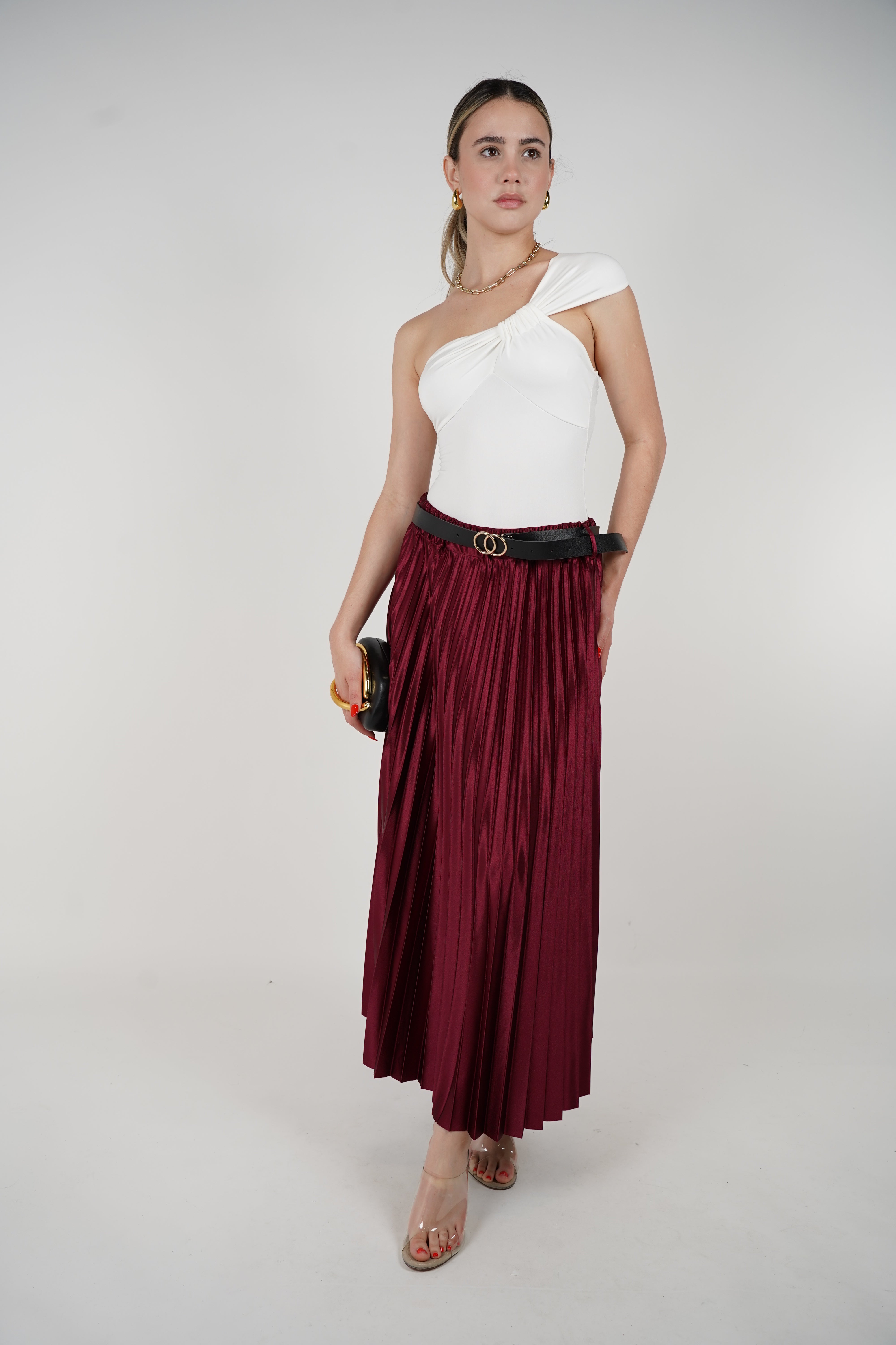 Juana Satin Pleated Maxi Skirt – Effortlessly Elegant Statement Piece