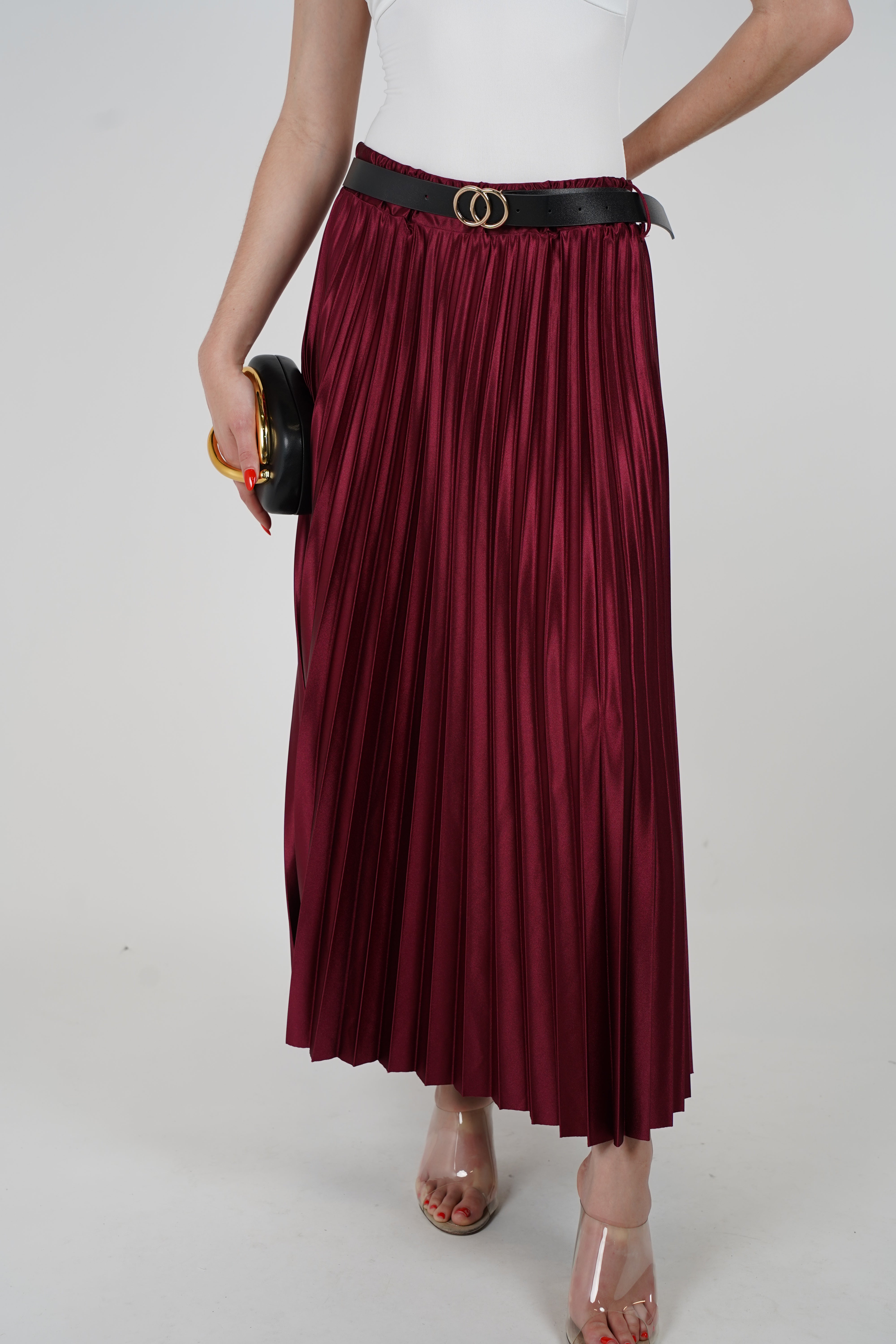 Juana Satin Pleated Maxi Skirt – Effortlessly Elegant Statement Piece