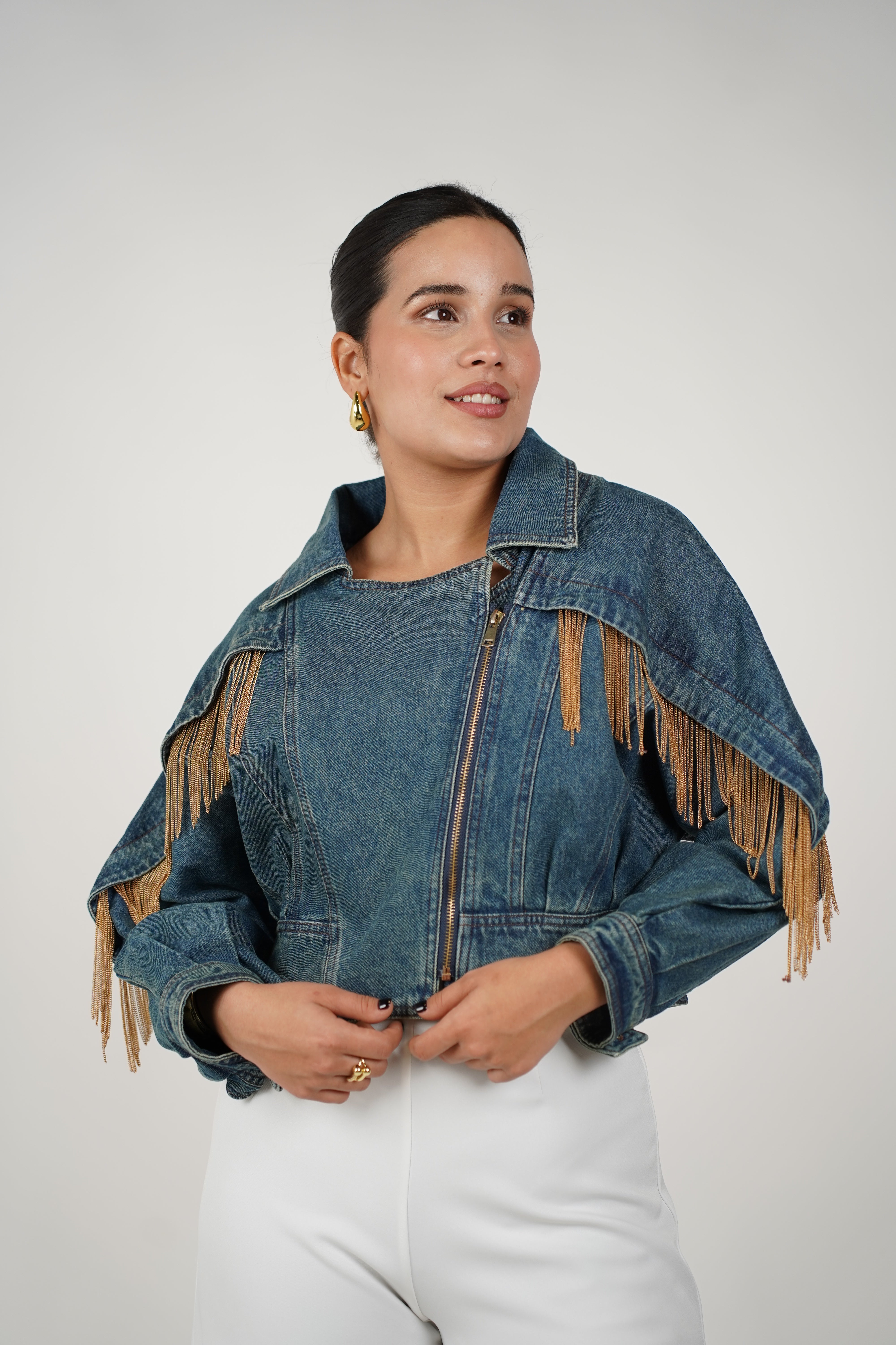 Selie Denim Fringe Jacket – Western Edge with Modern Chic