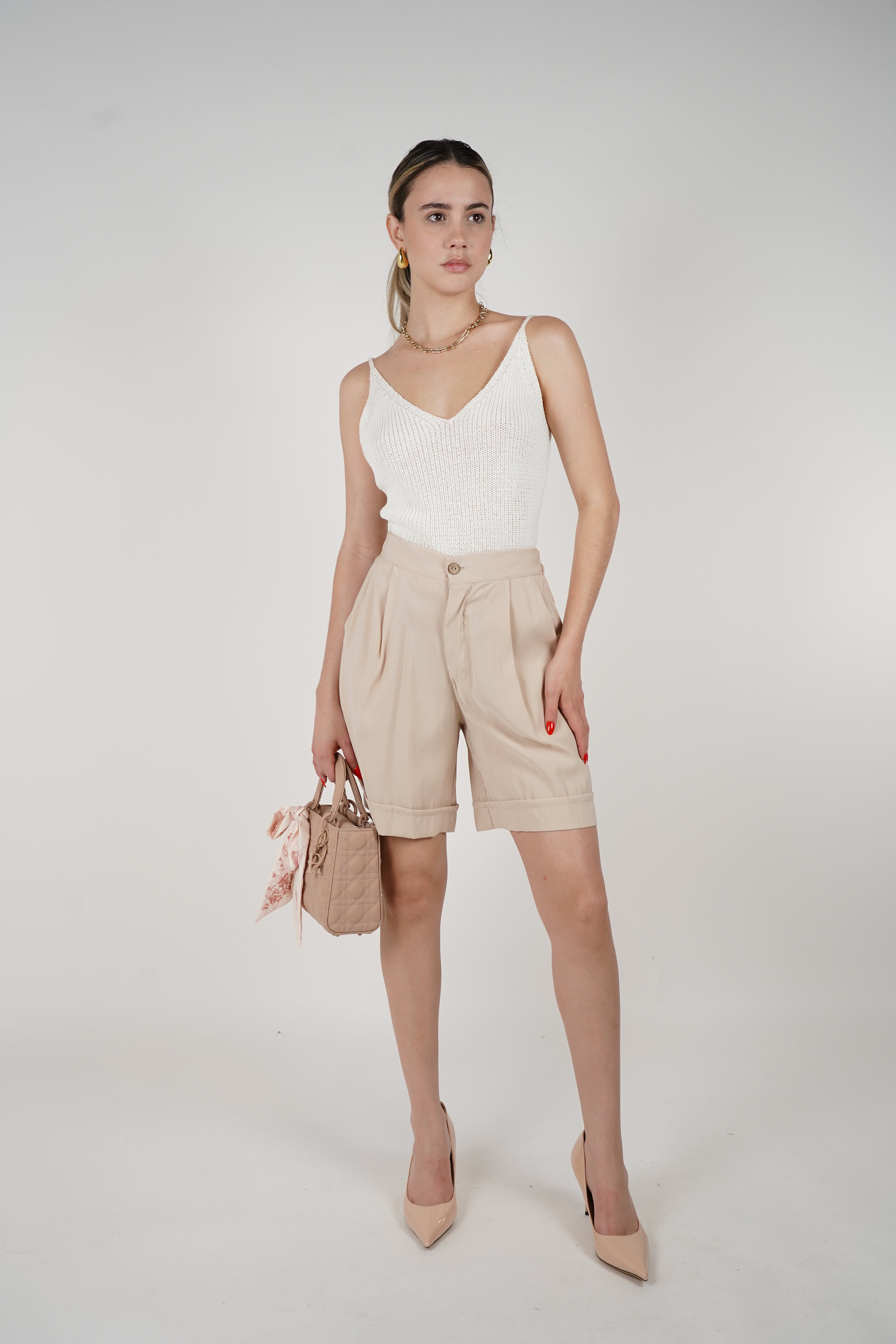 Haze Tailor Tuck Shorts – Elevated Everyday Comfort in Neutral Tones