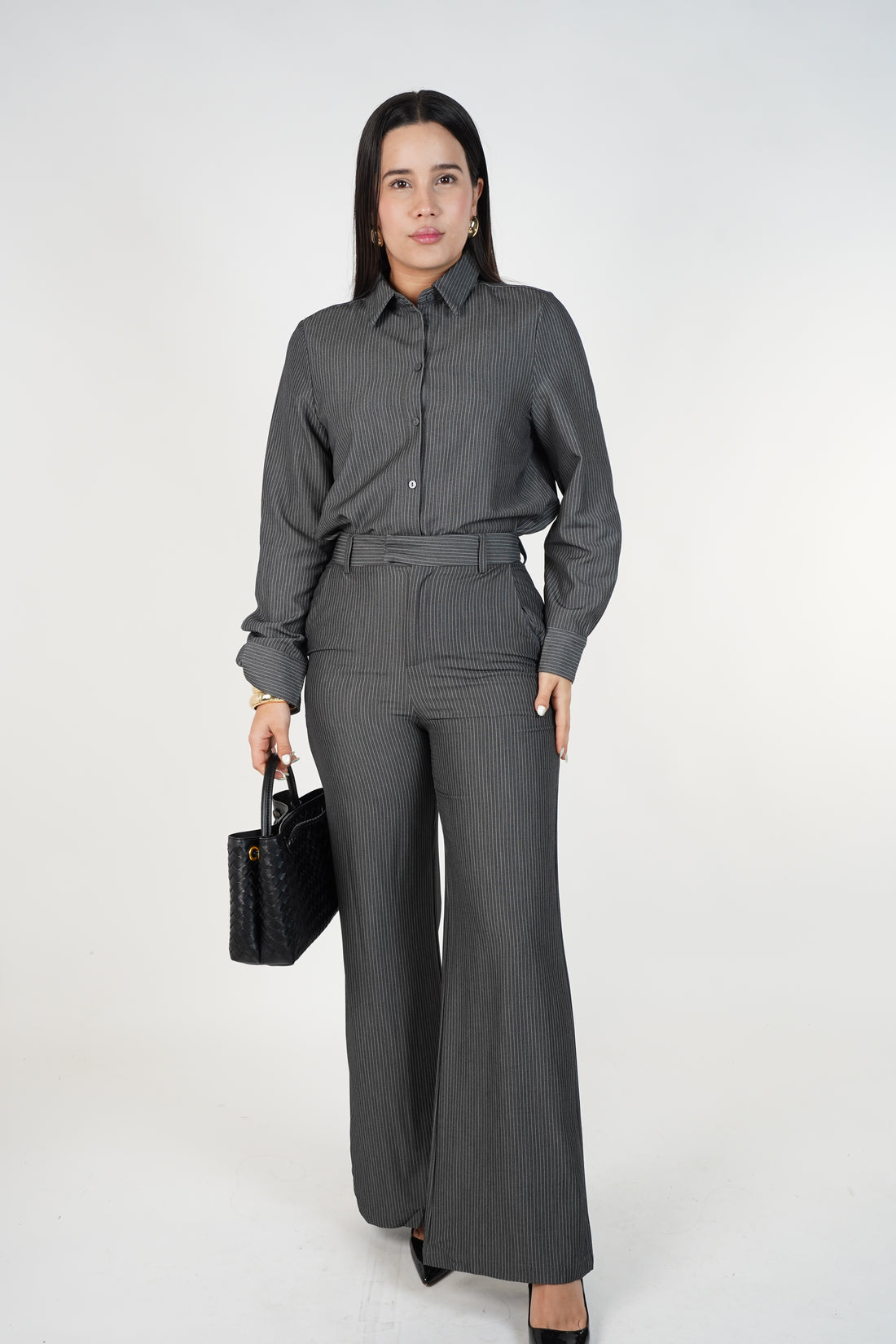 Belin Stripped Pants Set | Brown Striped Two-Piece Outfit