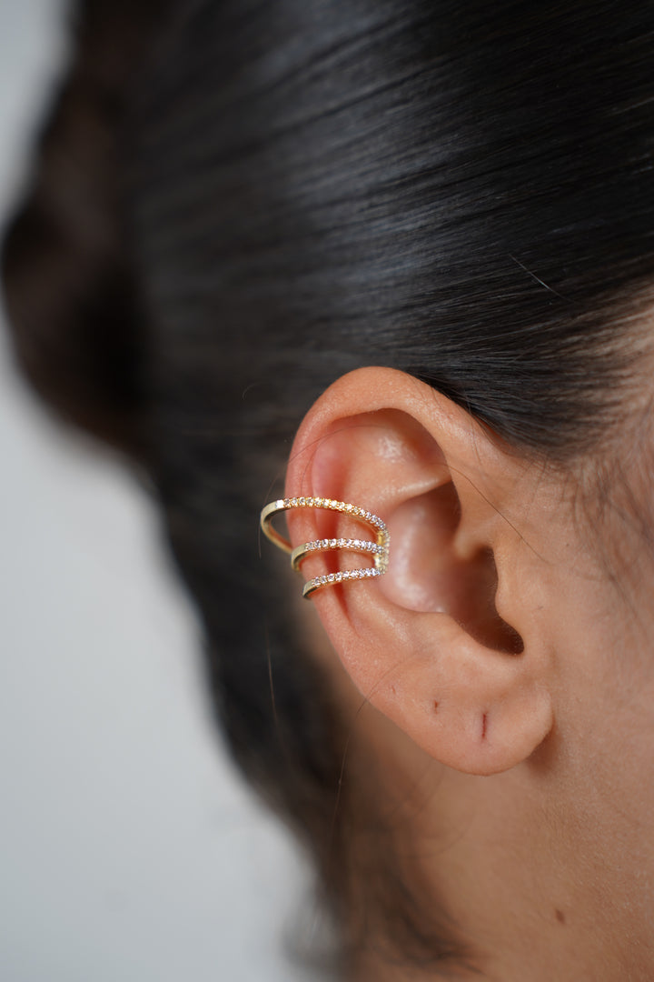 Caris Ear Cuff – Triple Row Sparkle
